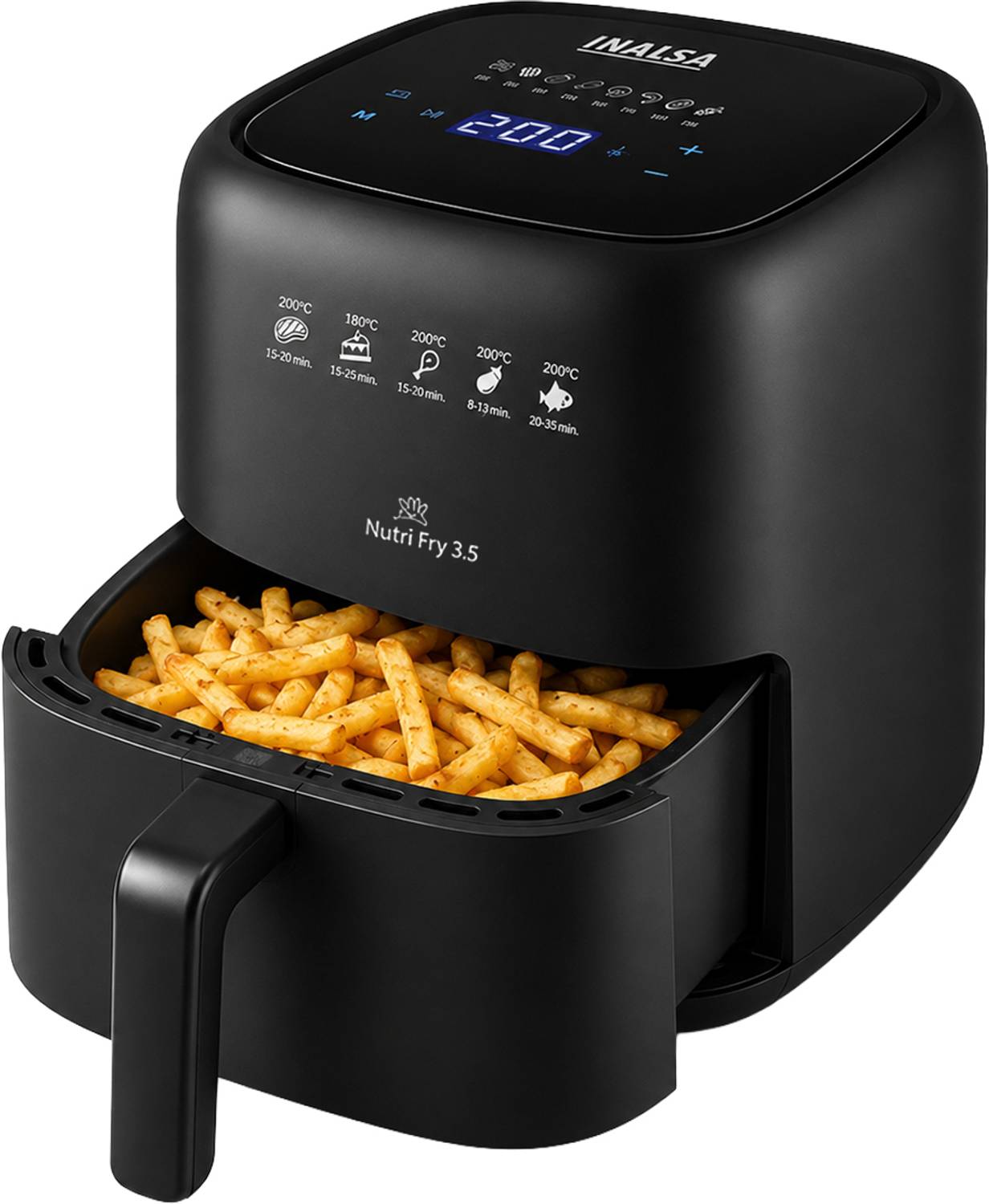 Inalsa Nutri Fry 3.5 Ltr |1400W|AirFry, Bake, Grill, Roast, Reheat, Dehydrate Digital Air Fryer — Air Fryers