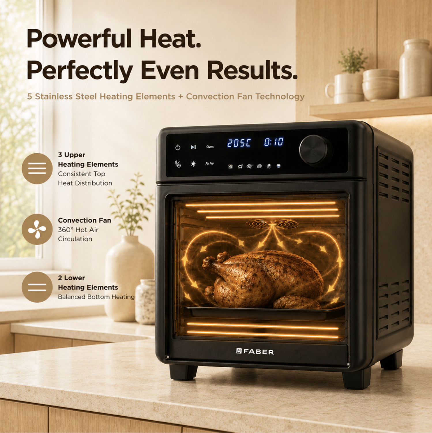 Image of FABER Air Fryer Oven 14L 1400W|View Window|12 Preset Programs|FAO FryMax 14D BK Air Fryer