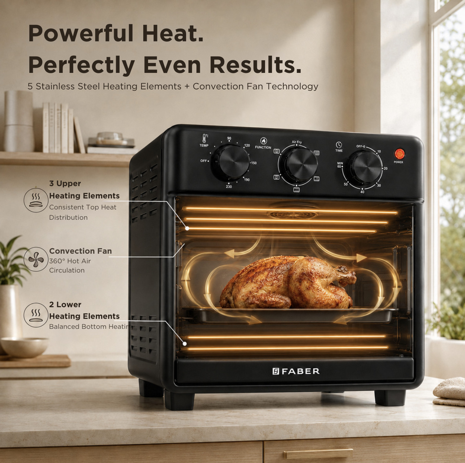 Image of FABER Air Fryer Oven 14L 1400W|View Window|5 Preset Auto Program|FFAO CrispX PRO 14 BK Air Fryer