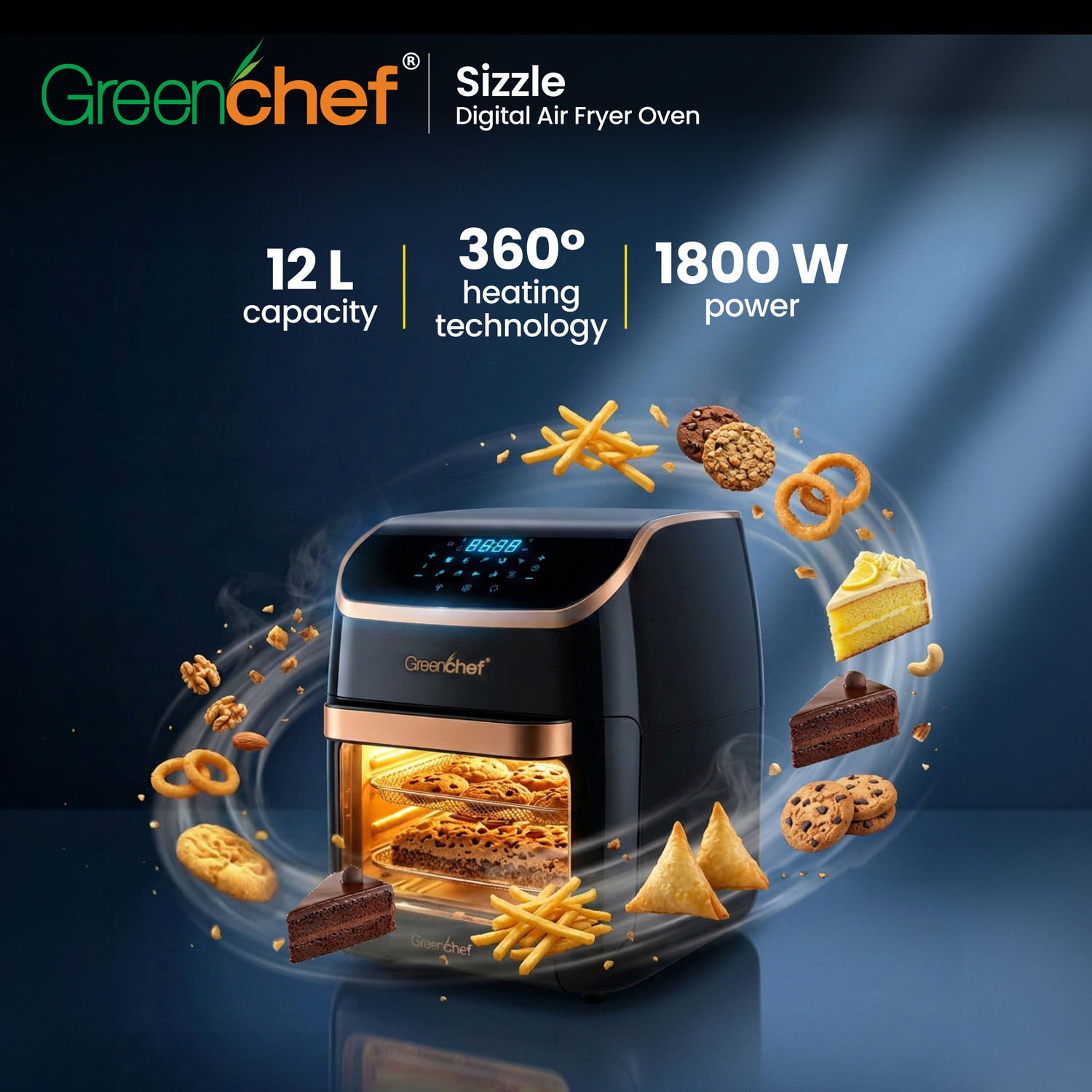 Image of Greenchef Digital Air Fryer Oven - Sizzle (12 ltrs) Air Fryer