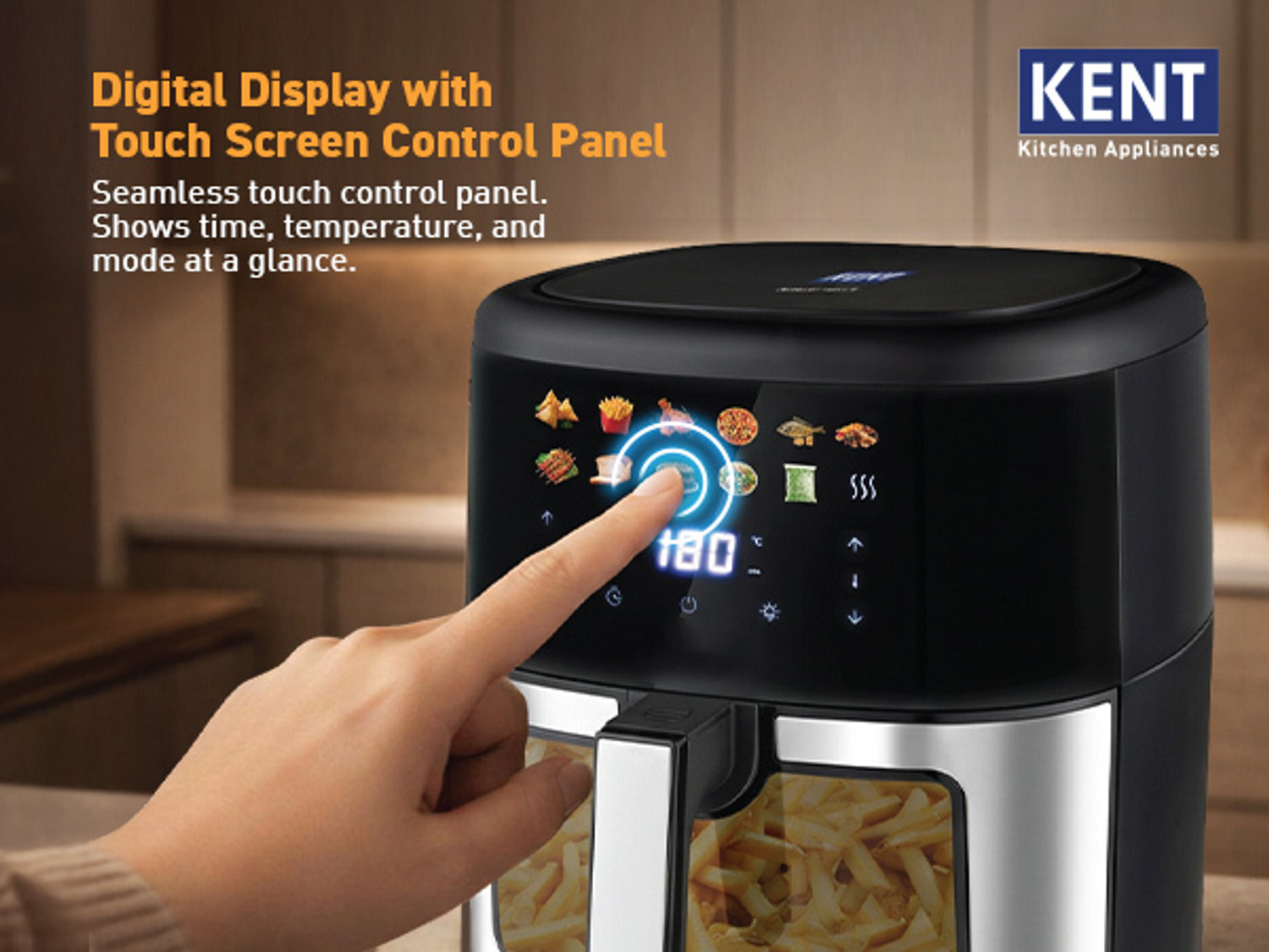 Image of KENT Digital Air Fryer 7L | 1500W | Bake, Grill & Roast | Up to 80% Less Oil Usage | Air Fryer