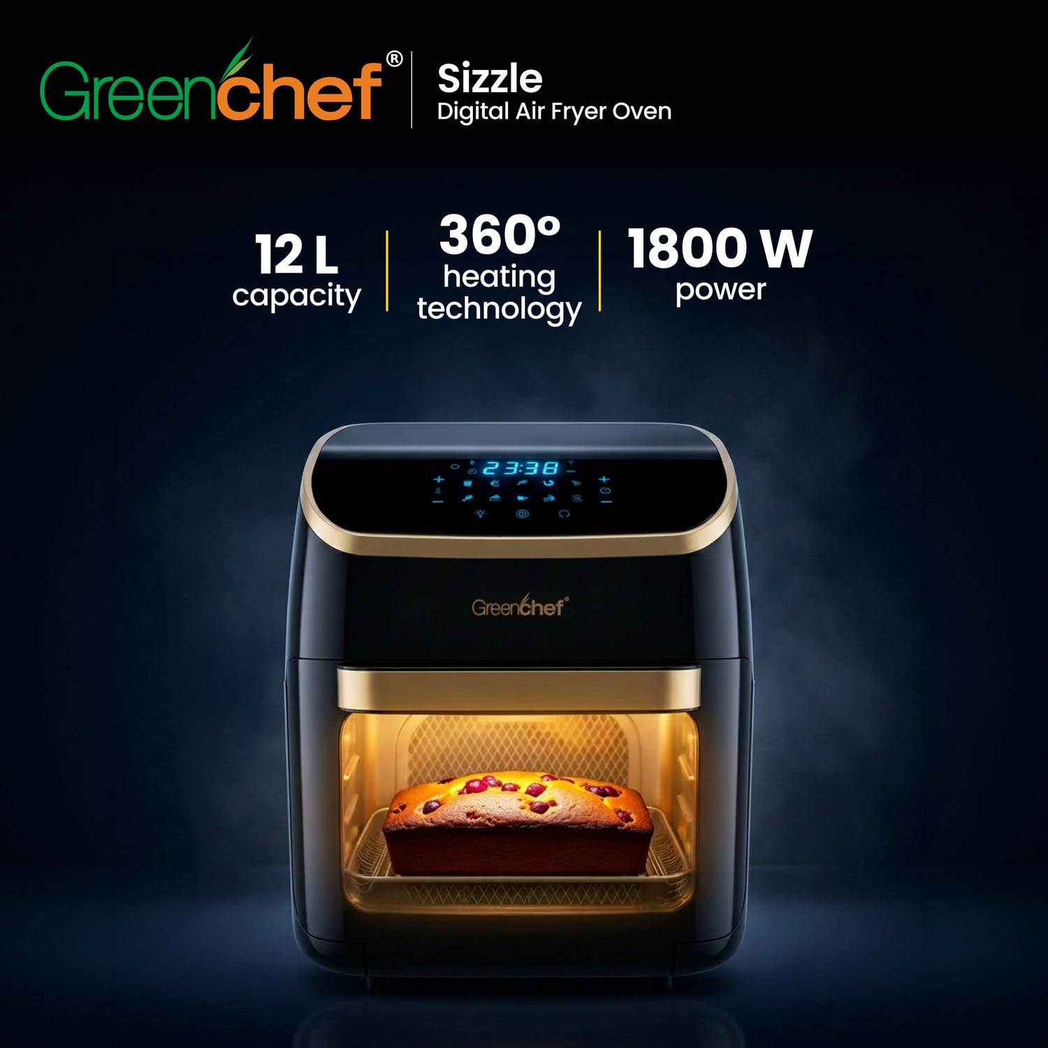Image of Greenchef Digital Air Fryer Oven - Sizzle (12 ltrs) Air Fryer