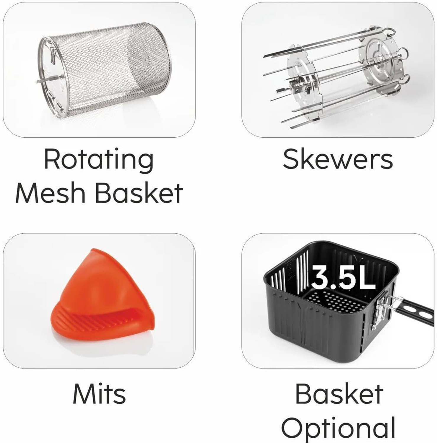 Image of Glen Digital Air Fryer 2000W 8 Pre Set Menu Time and Temperature Control Air Fryer