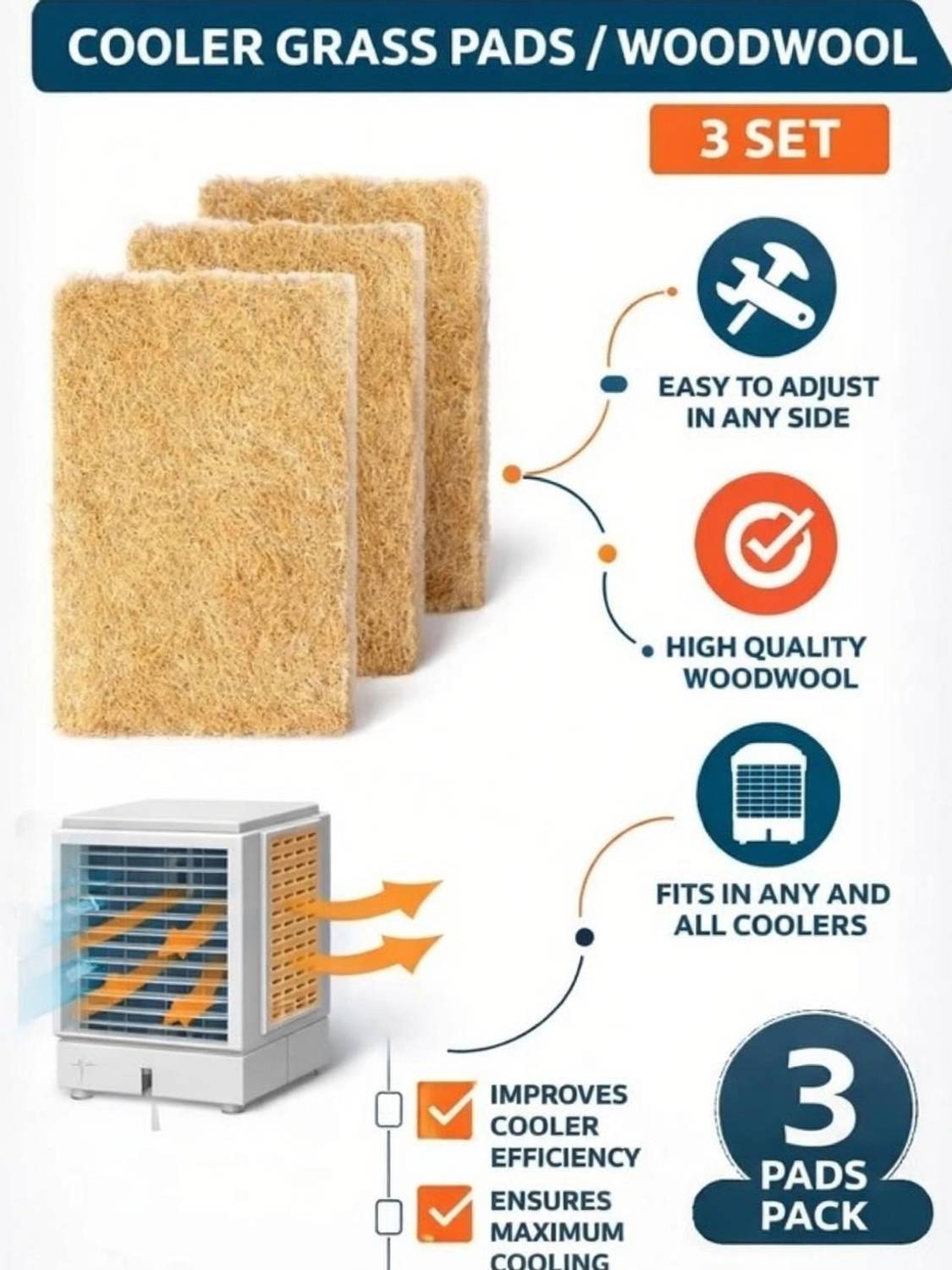 Anju 22*26 pinewood wood wool pad free size for all coolers Air Purifier Filter