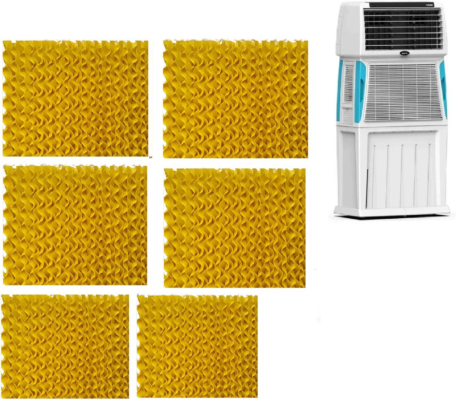 PrimeWave Honeycomb Replacement Pads for Symphony Touch - Yellow Colour 6pcs Air Purifier Filter