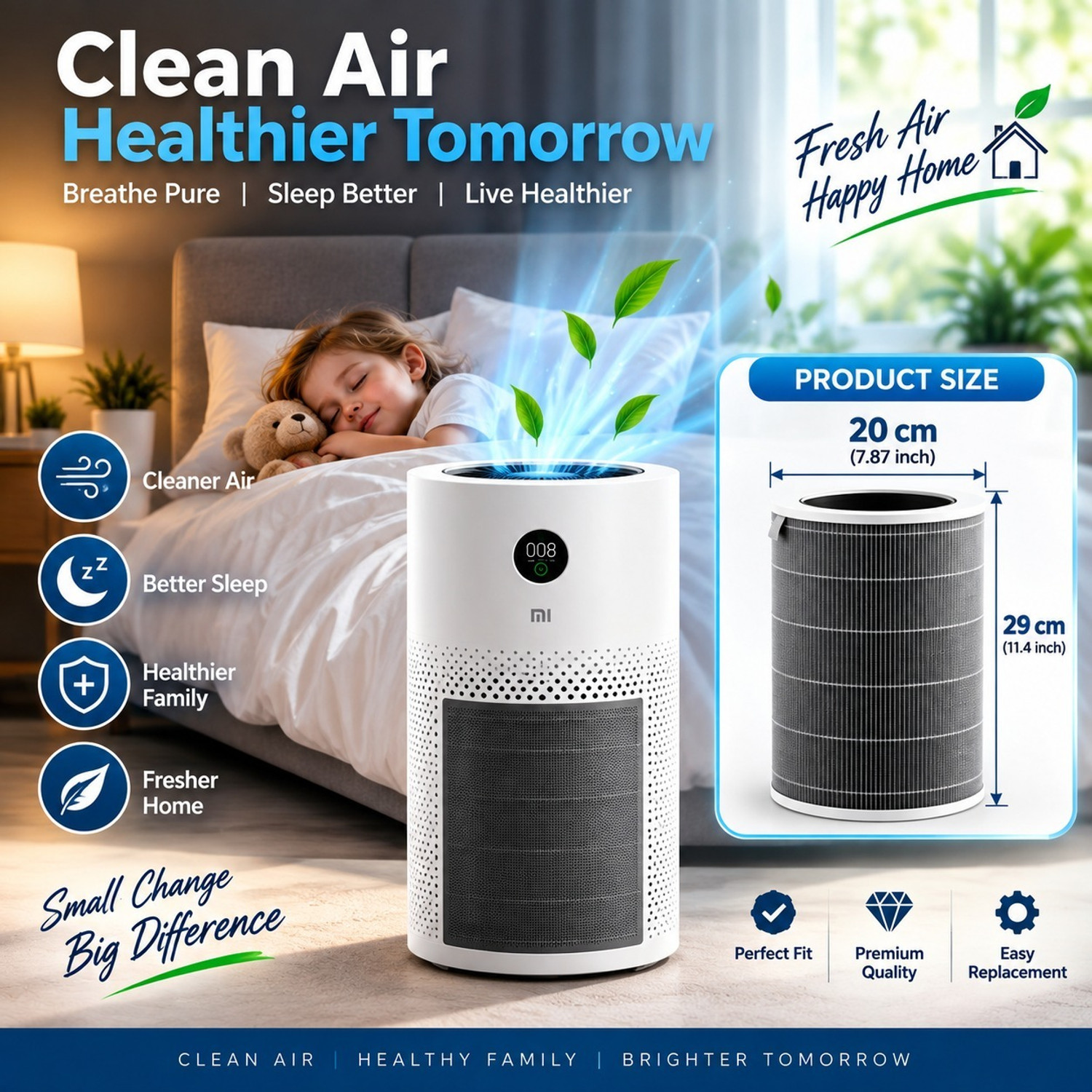 Image of Fieldstar Compatible Filter for RedMi Air Purifier 1 2 2C 2S 2H 3 3C 3H with Carbon Air Purifier Filter (HEPA Filter)