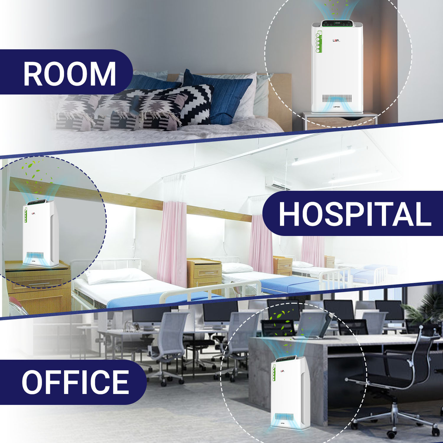 Image of LEPL Ignite LAP1003 with 7 Stage Filter, Cold Catalyst, HEPA, UV, WIFI, Child lock Portable Room Air Purifier