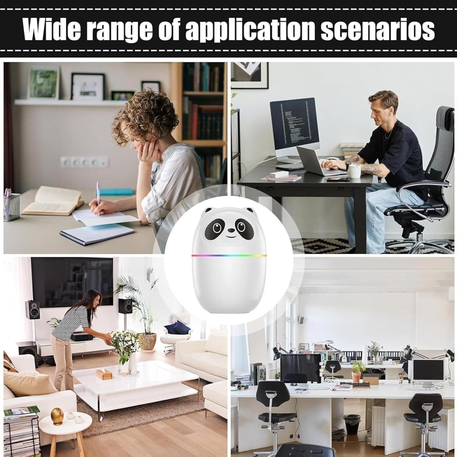 Image of IMNISHNAY Panda Cool Mist Panda Aroma Humidifier with LED Lights Room Air Purifier (WHITE)