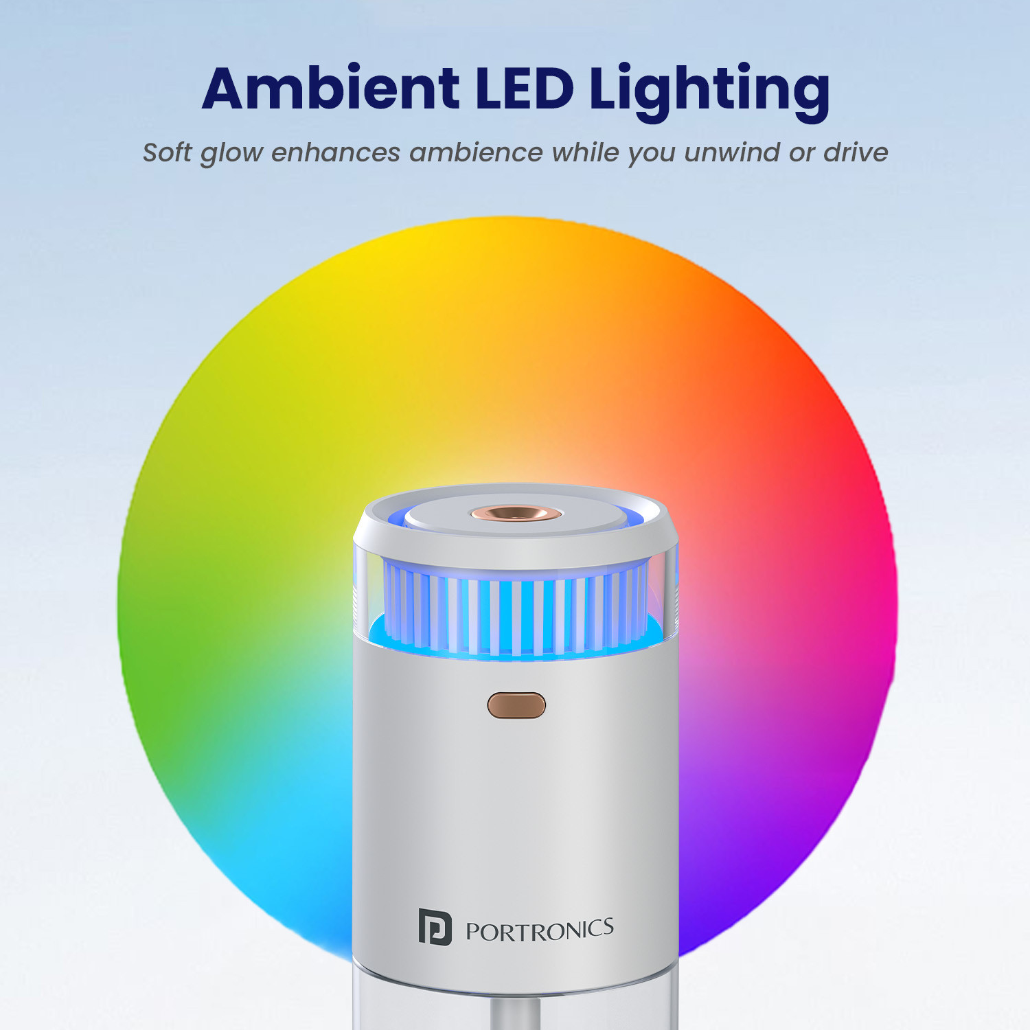 Image of Portronics Magma Go Portable Ultrasonic Aroma Diffuser with 4 Mist Modes & LED Light Portable Room Air Purifier