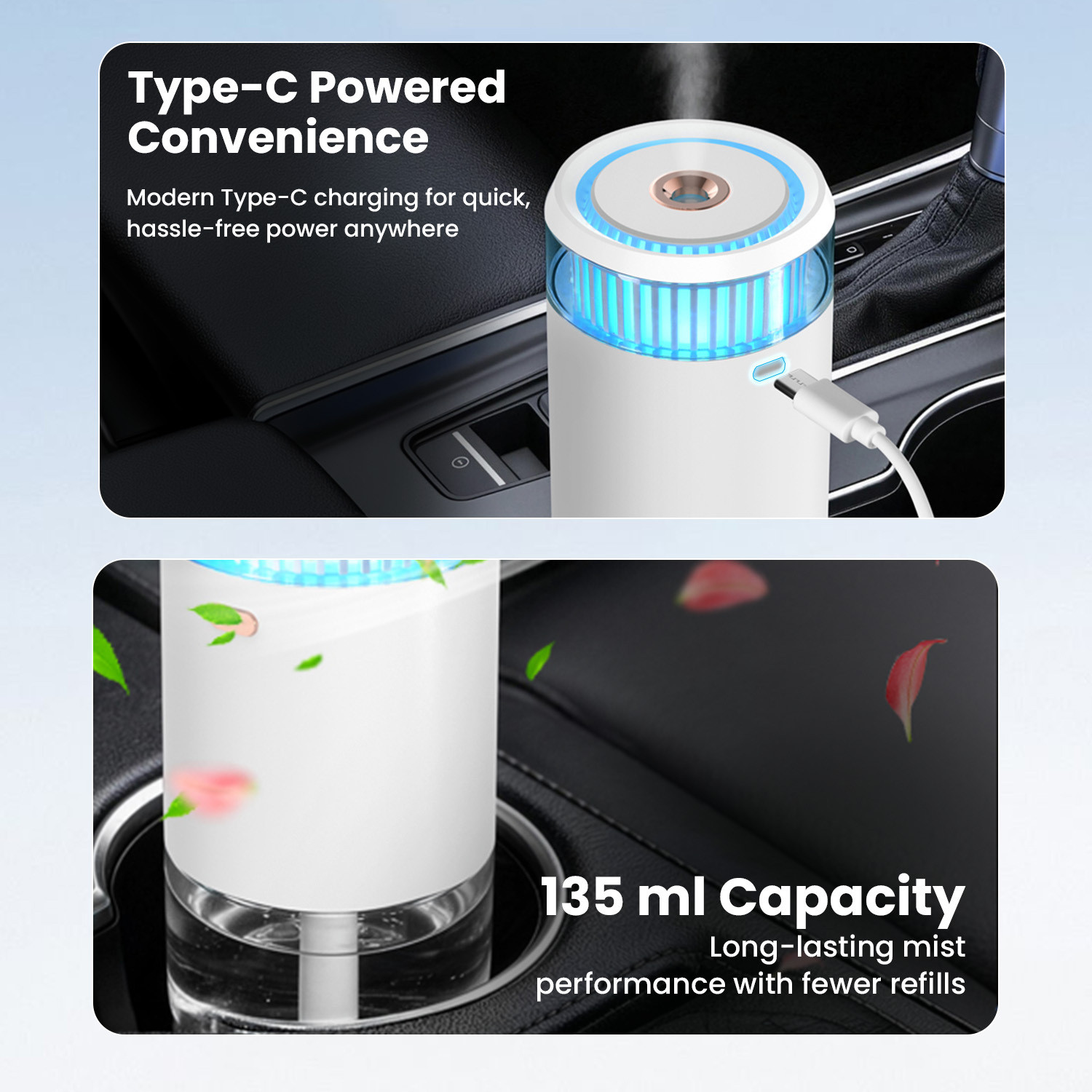 Image of Portronics Magma Go Portable Ultrasonic Aroma Diffuser with 4 Mist Modes & LED Light Portable Room Air Purifier