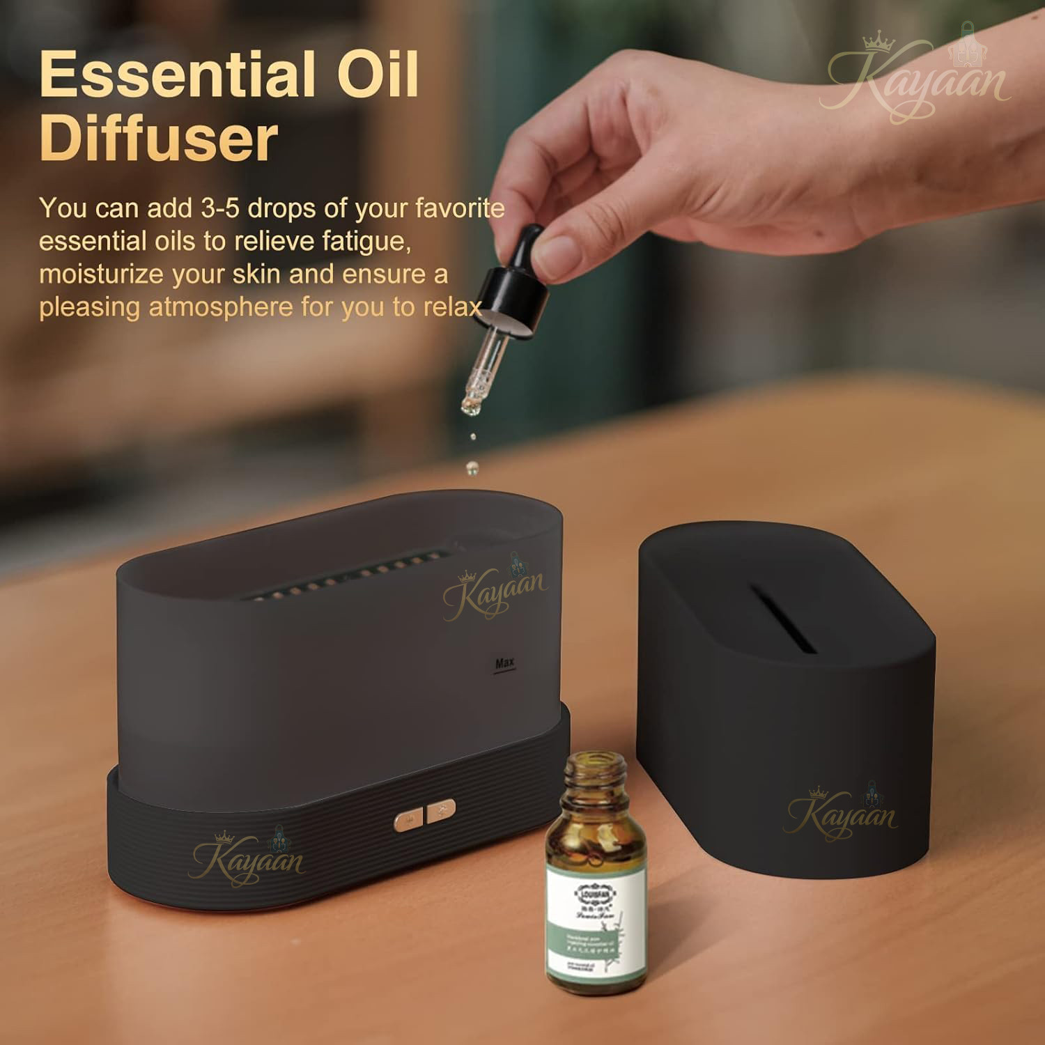 Image of Kayaan Flame Essential Oil Diffuser Night Lights Auto Off Function Super and Quiet Portable Room Air Purifier