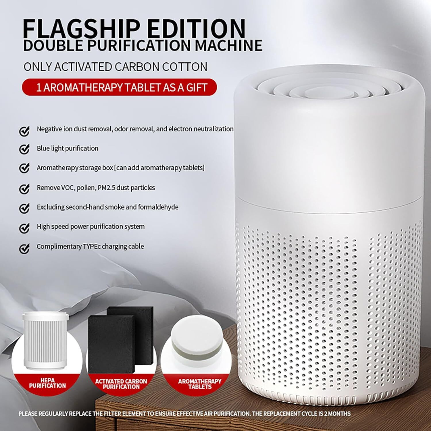 Image of Vincenzo Air Purifier with Efficient Filtration, Room Air Purifier Portable Room Air Purifier