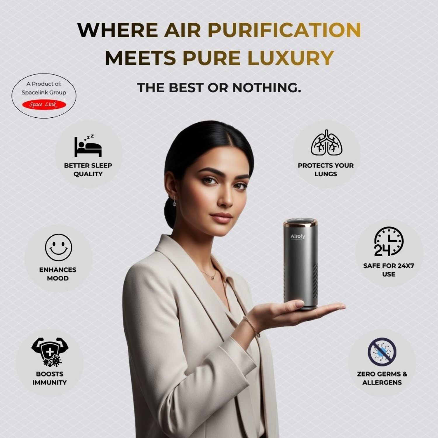 Image of Airofy India Airo Luxe with HEPA H13 Filter Portable Car Air Purifier