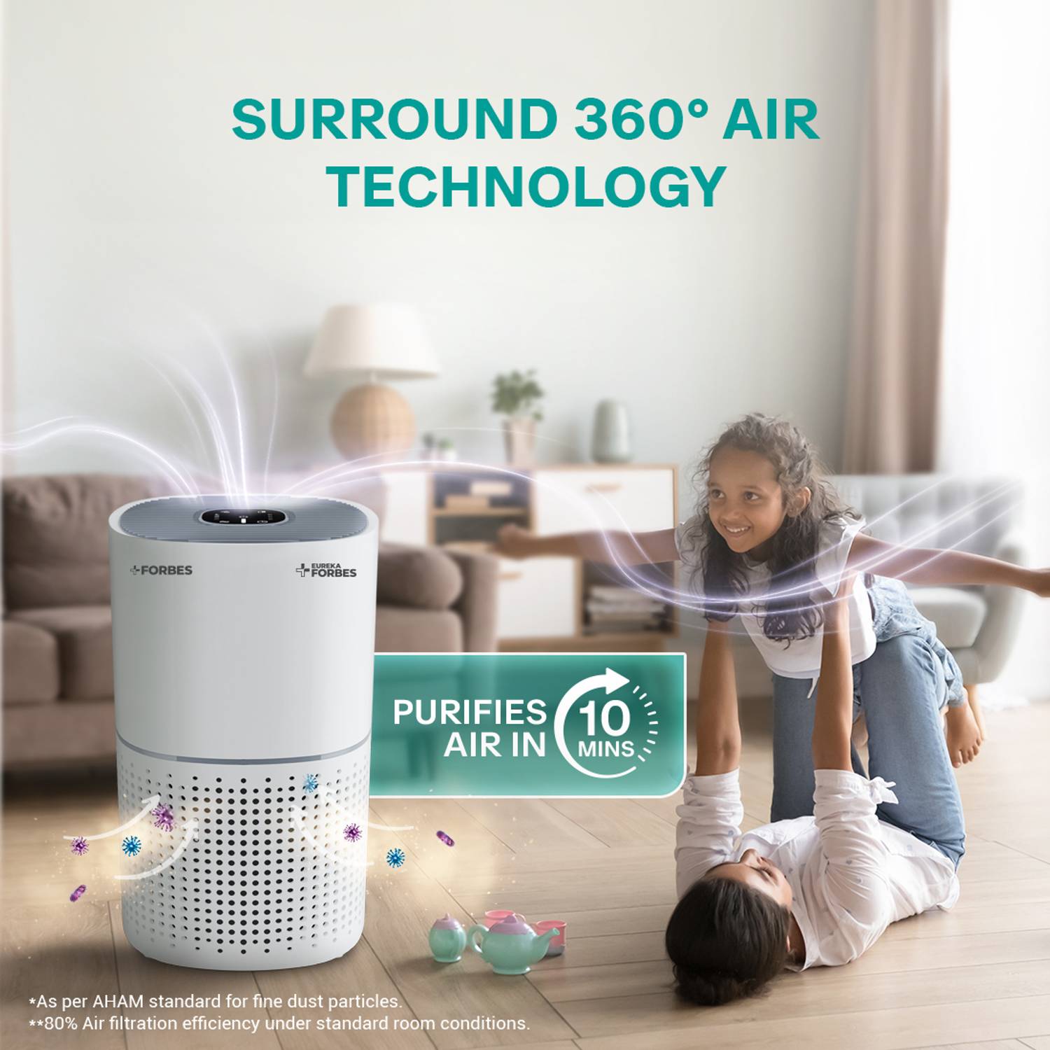EUREKA FORBES Air Purifier 270 with True HEPA H13 Filter & Surrou... more