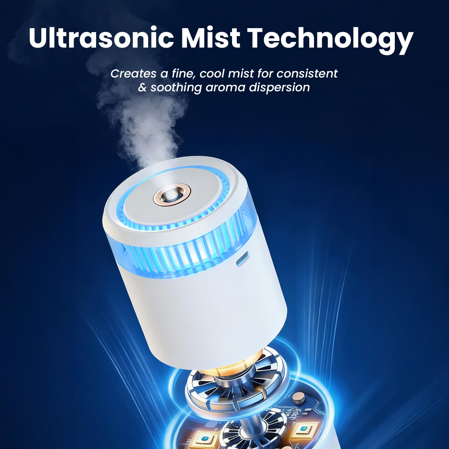 Image of Portronics Magma Go Portable Ultrasonic Aroma Diffuser with 4 Mist Modes & LED Light Portable Room Air Purifier