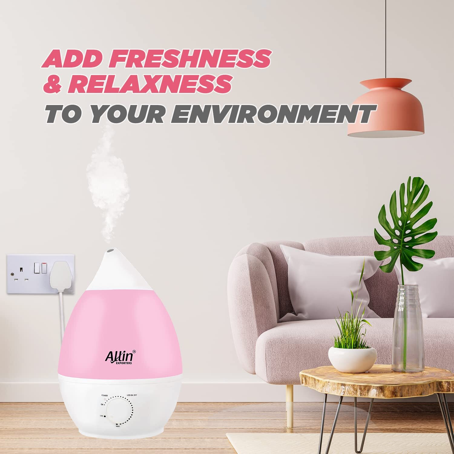 Image of Allin Exporters Ultrasonic Humidifier Cool Mist Air Purifier for Cold, Cough & Bedroom ( 2.4 L) Portable Room Air Purifier