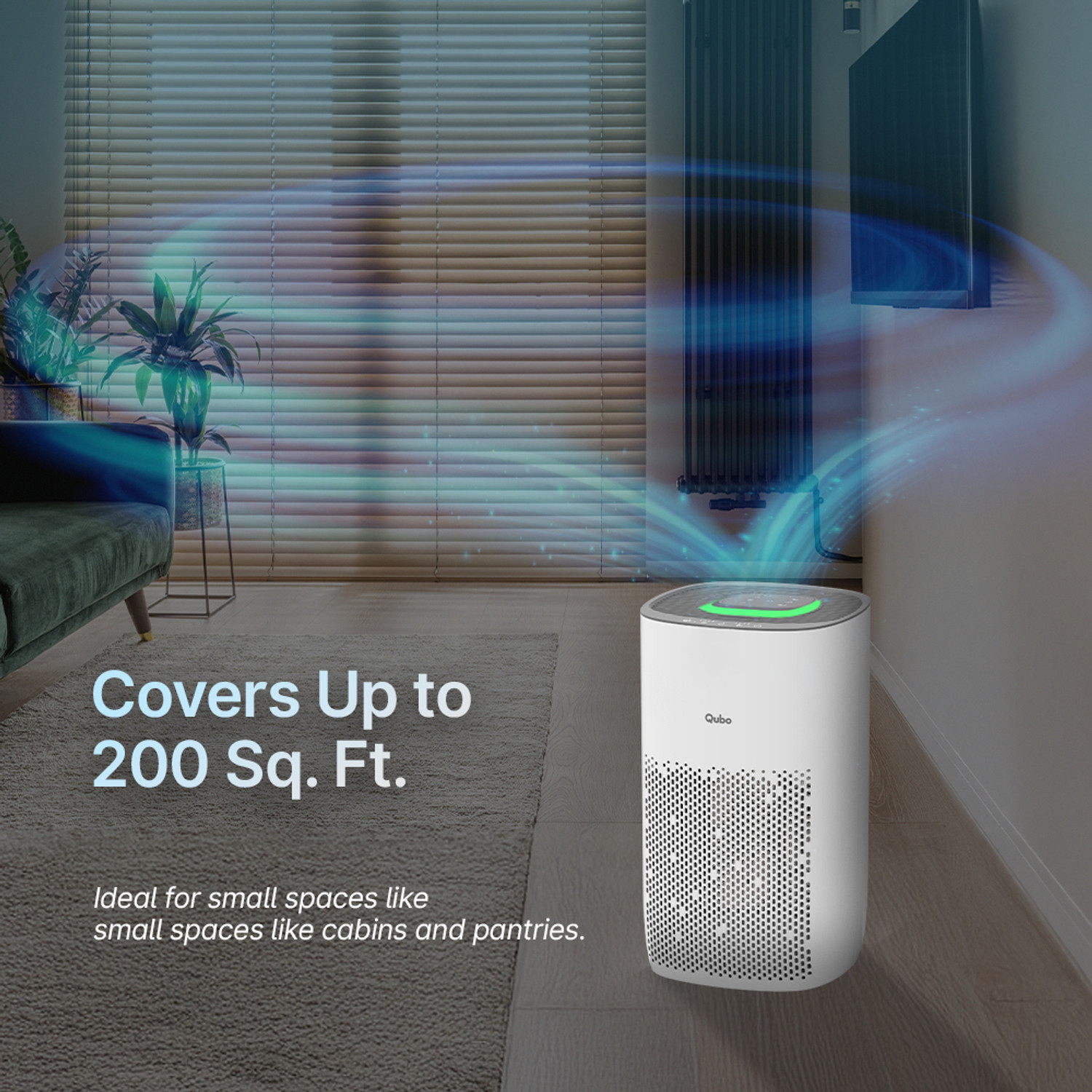 Image of Qubo Smart Air Purifier Q200 | 200 Sqft | HEPA 13 | App & Voice Control Room Air Purifier