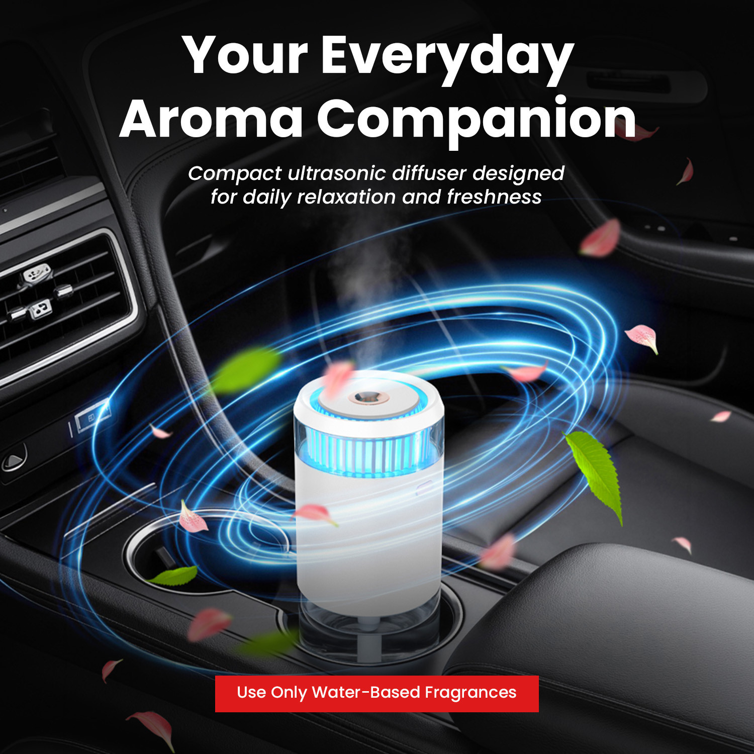 Image of Portronics Magma Go Portable Ultrasonic Aroma Diffuser with 4 Mist Modes & LED Light Portable Room Air Purifier