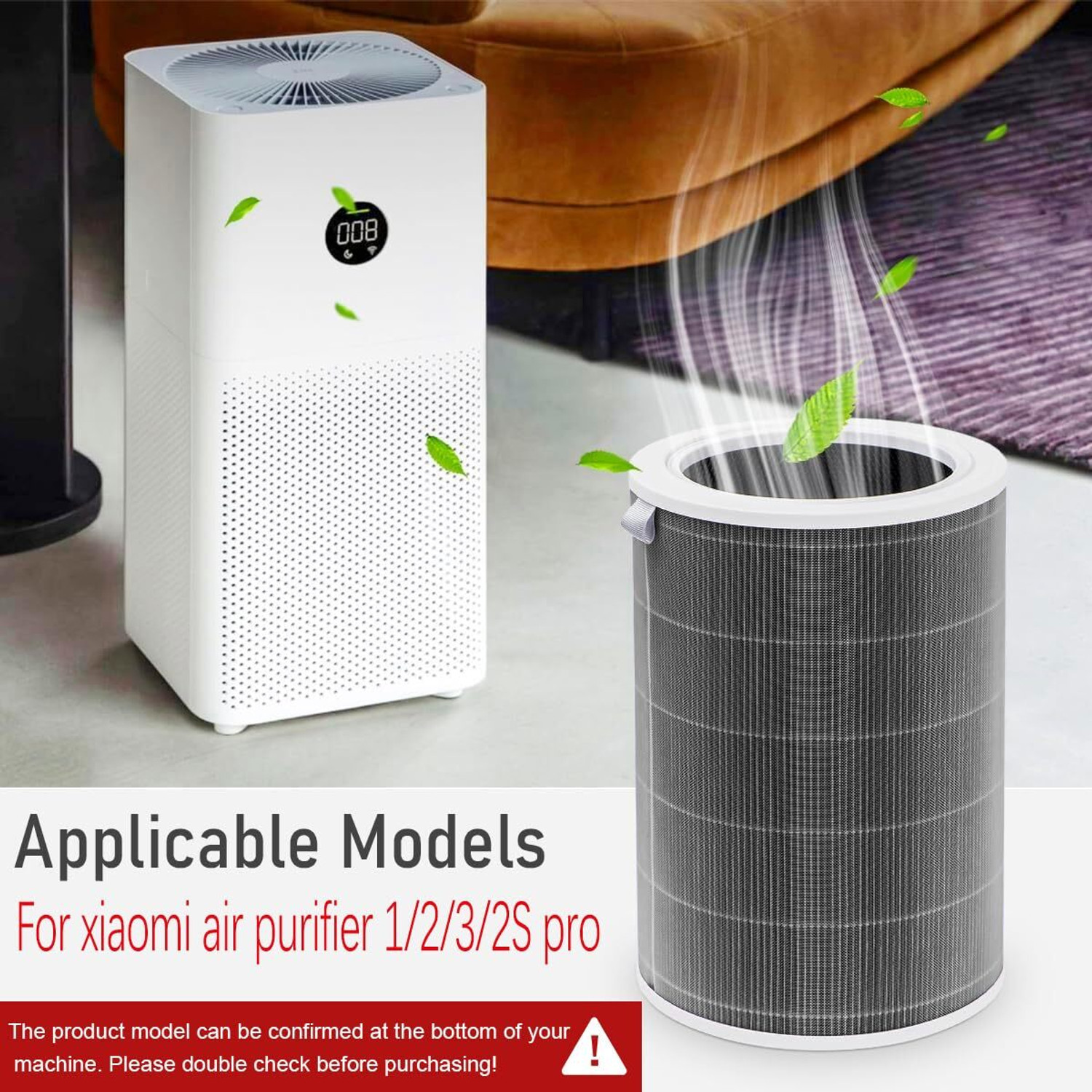 Image of Wopix Mi Air Purifier Filter for 1 /2 /3 /2S Pro | Activated Carbon Formaldehyde Portable Room Air Purifier
