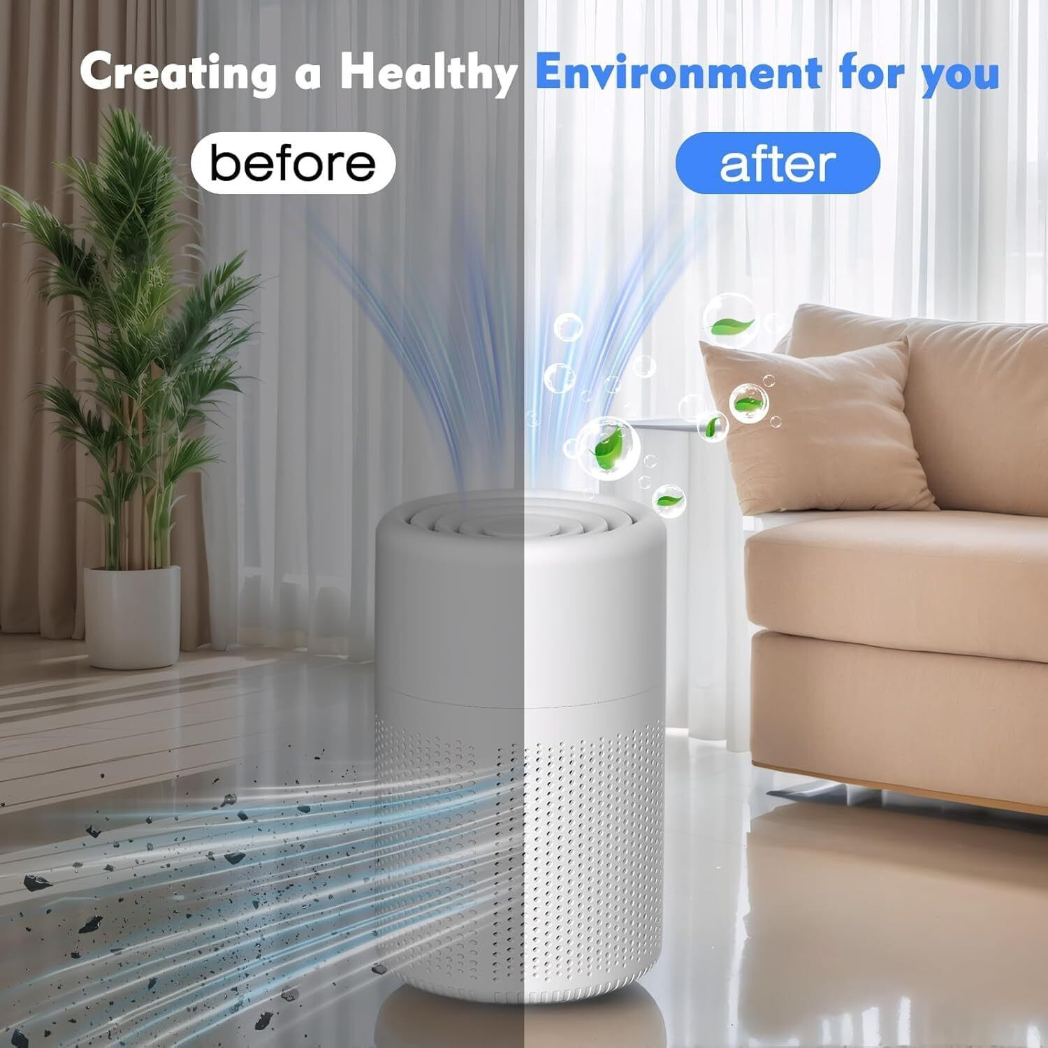 Image of nisthaimpex Air Purifier for bedroom Cover upto 300 Sq Ft True HEPA H13 Filter Surround 360 Portable Room Air Purifier