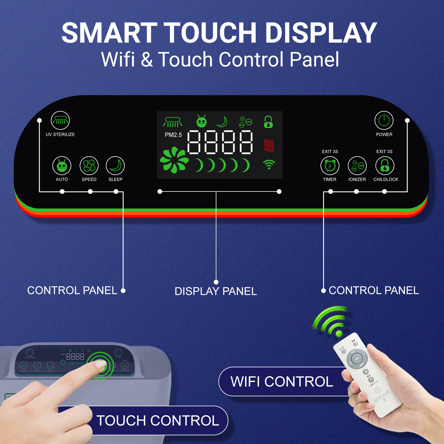 Image of LEPL Ignite LAP1003 with 7 Stage Filter, Cold Catalyst, HEPA, UV, WIFI, Child lock Portable Room Air Purifier