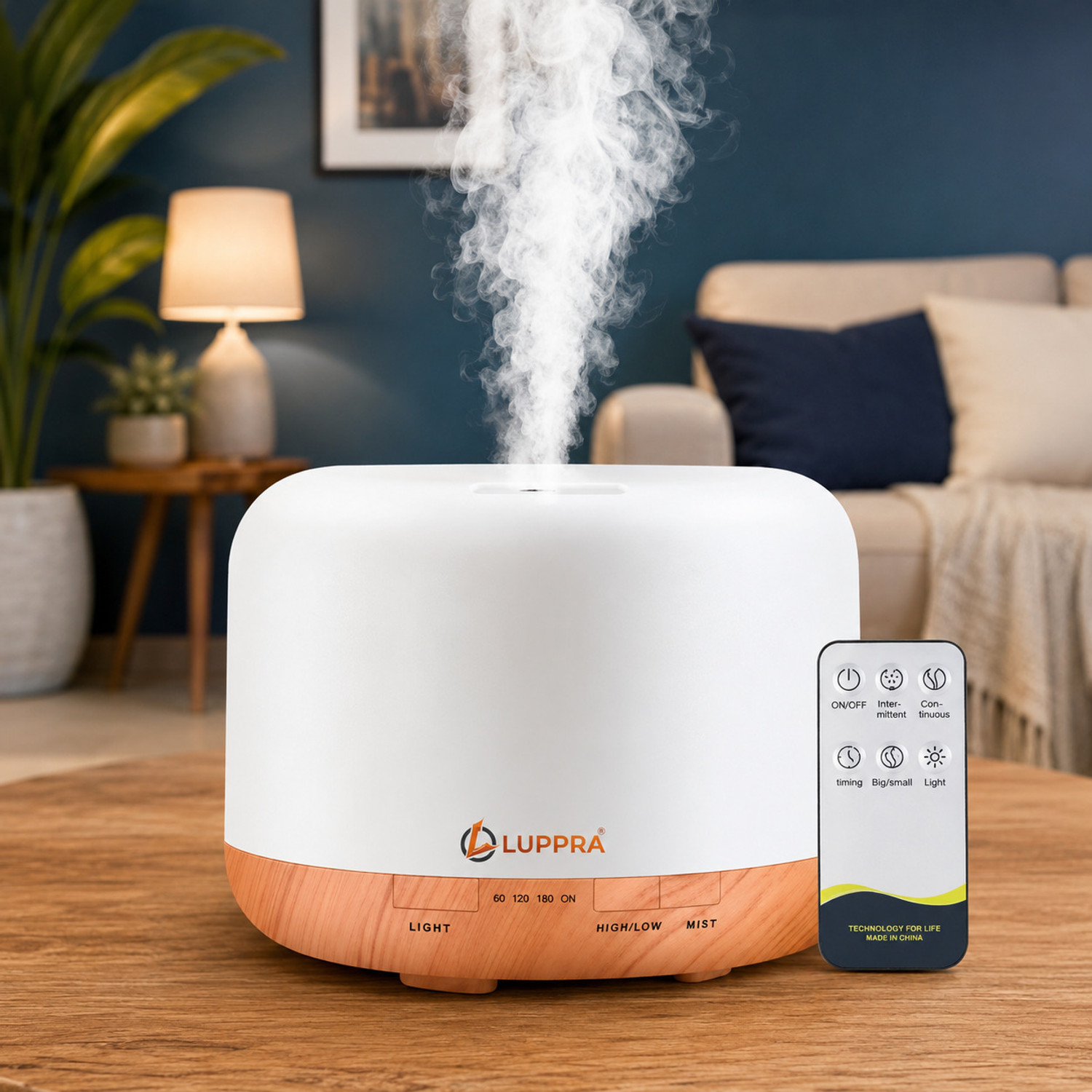 Image of LUPPRA AromaMist 500 - 4-in-1 Ultrasonic Diffuser & Humidifier with LED Portable Room Air Purifier