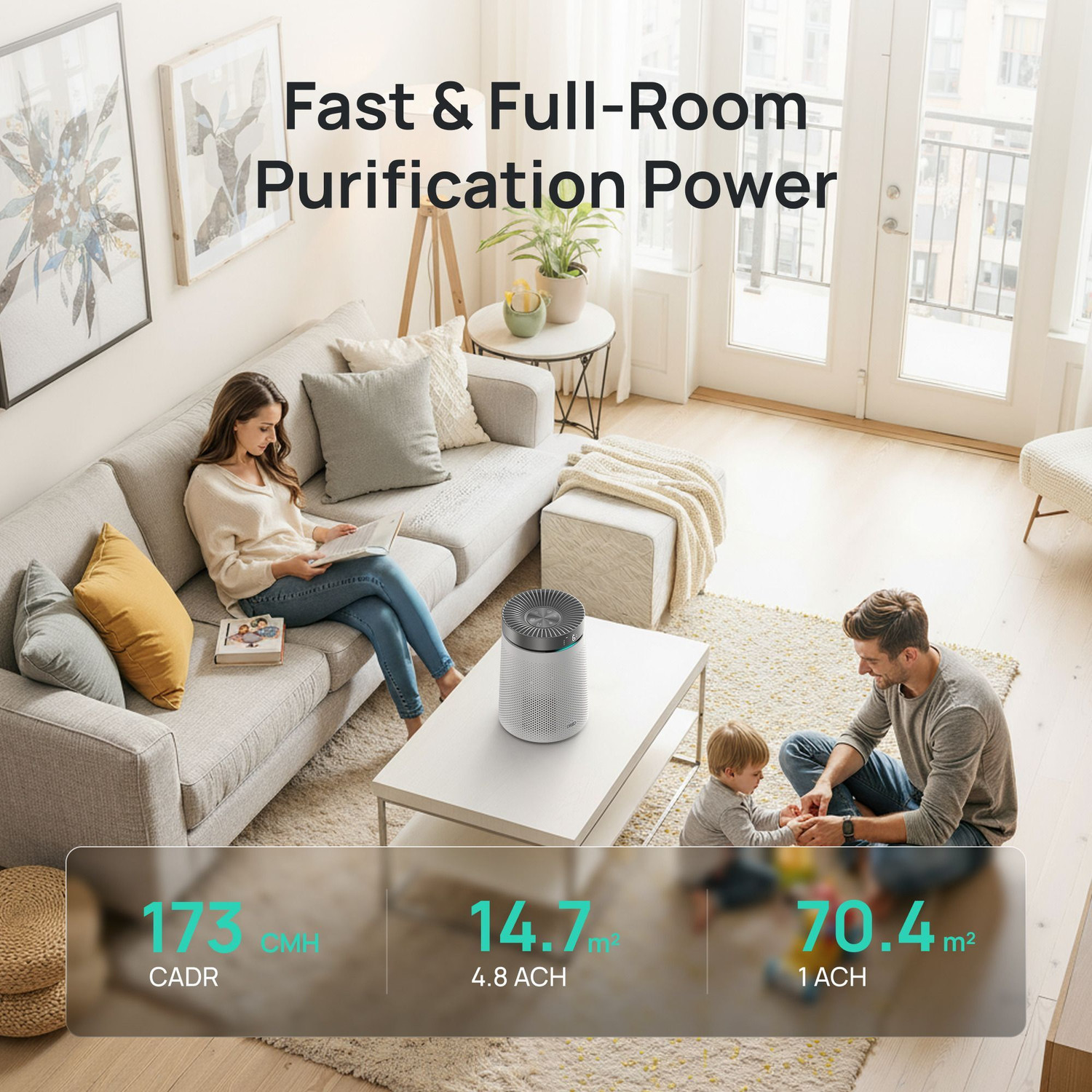 Image of Dreo CADR 173m /h, 3-in-1 HEPA Filter, 750sqft Coverage, LED Display Portable Room Air Purifier