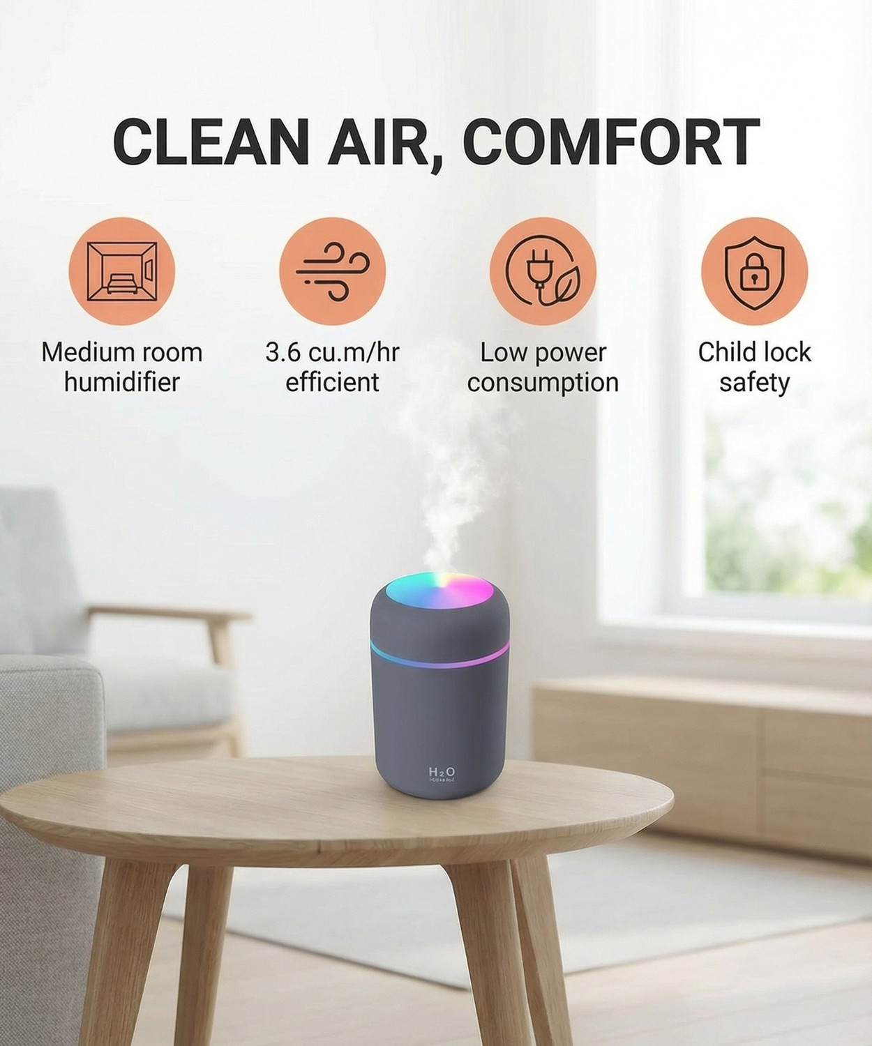 Image of SALONA Air purifier (GREY) Portable Room Air Purifier