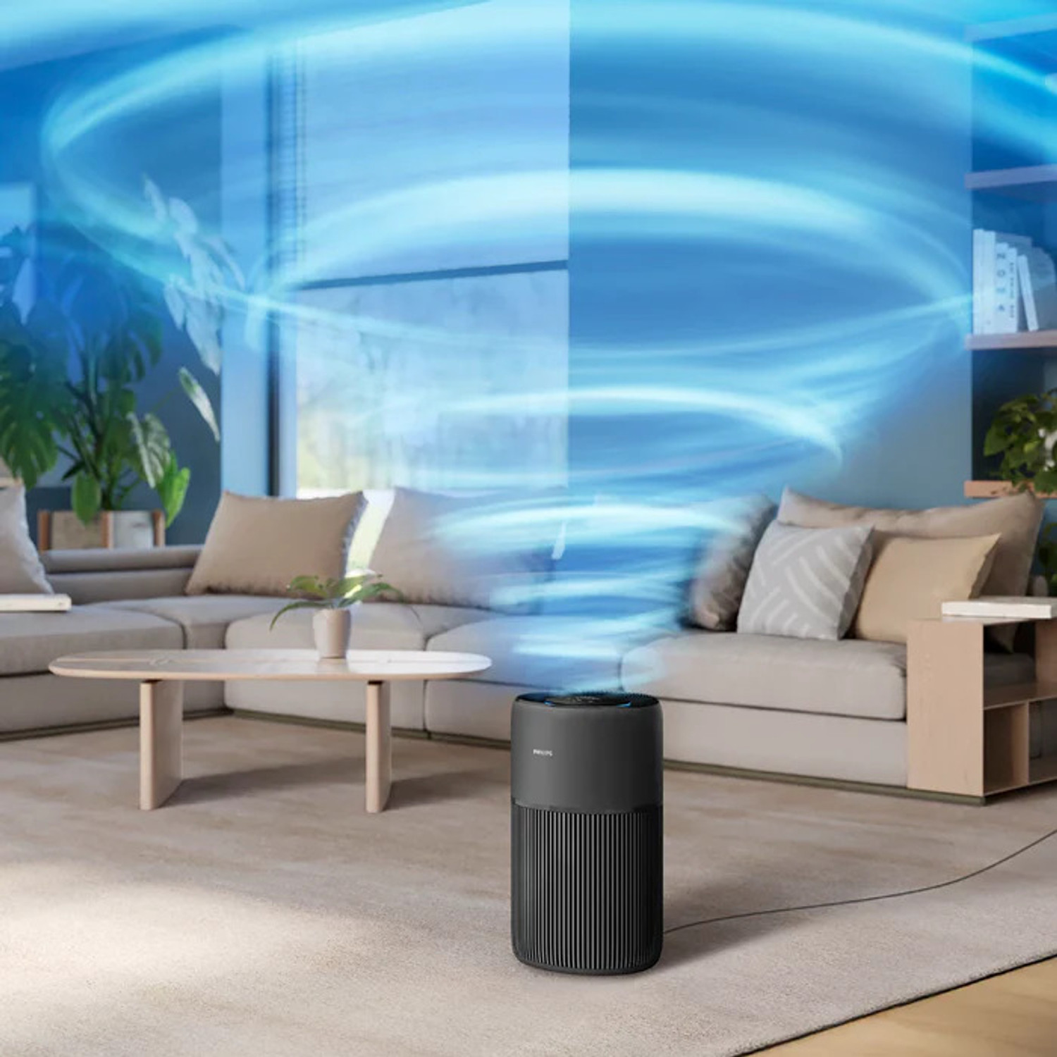 Image of PHILIPS AC2221 /63 Covers Medium Rooms up to 109 m2 (1170 sqft) | 420 m3 /h CADR | Quietest with SilentWings | 3-Layer HEPA NanoProtect | AeraSense PM2.5+Allergen Sensor | Air+ App Portable Room Air Purifier