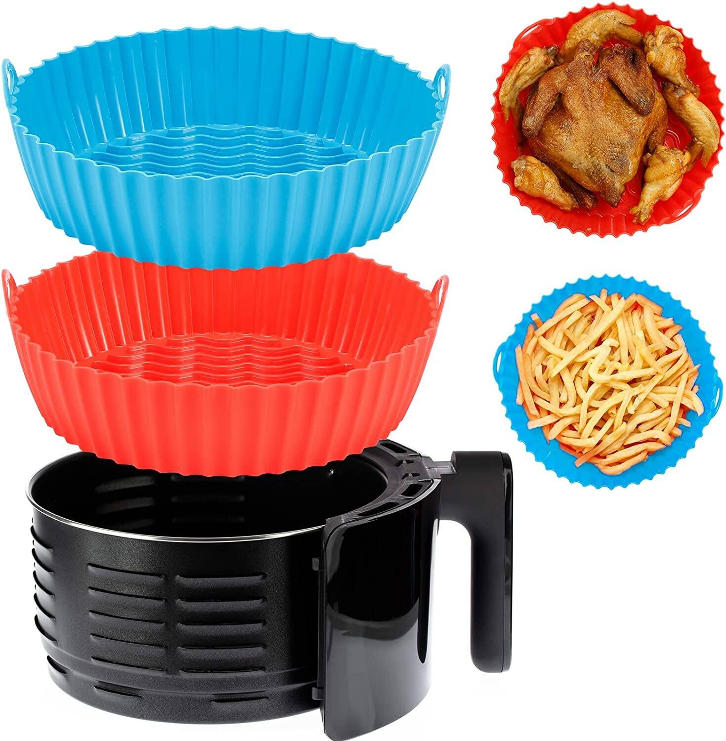 GLNRM Air Fryer Reusable Silicone Pot, Non-Stick Silicone Airfrye