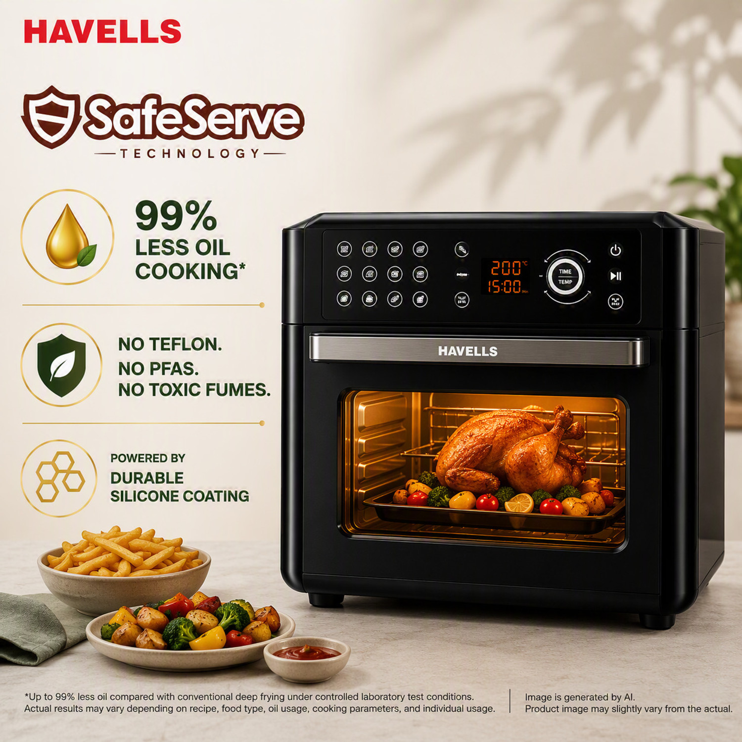 Image of HAVELLS AVANZA Airfryer Grill Pan