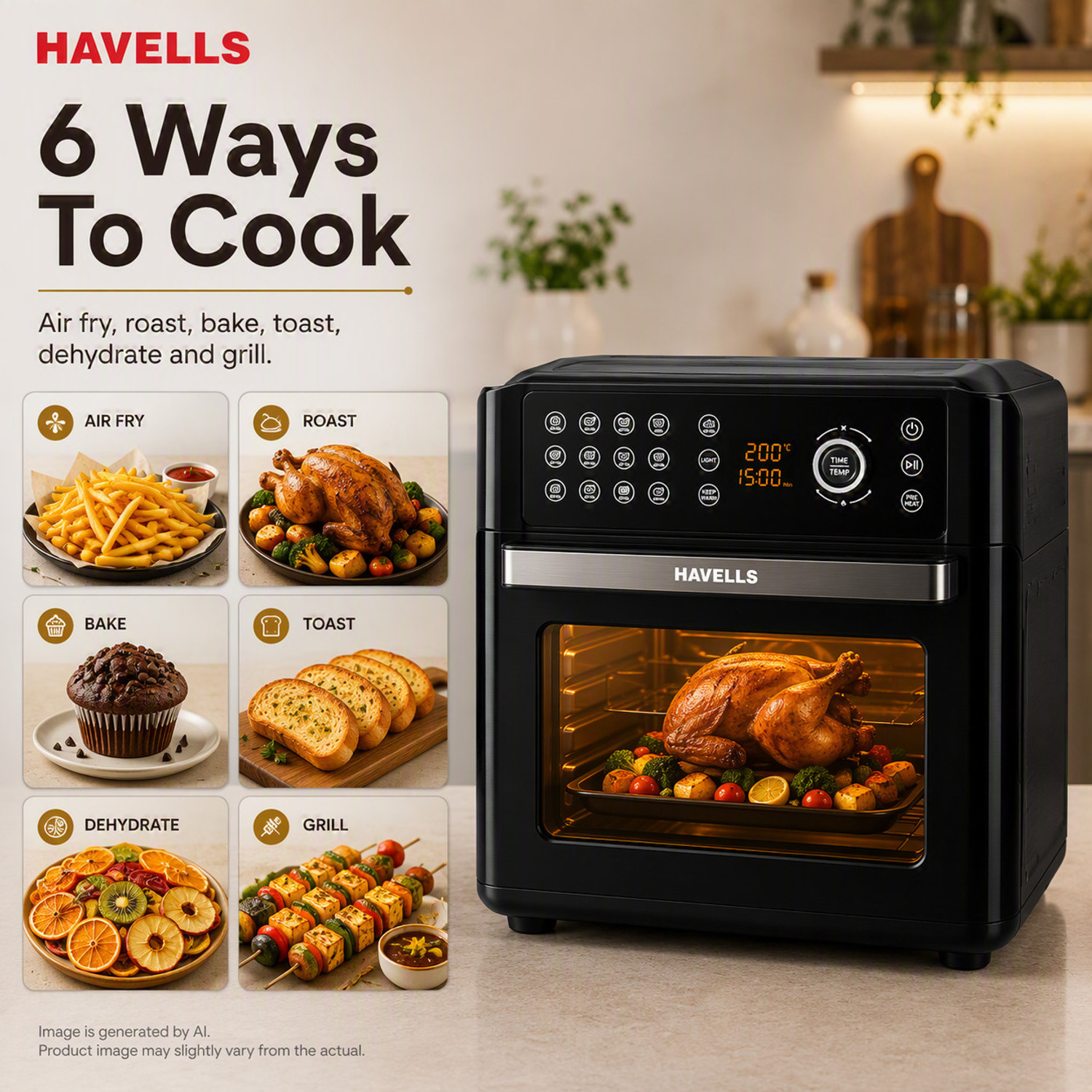 Image of HAVELLS AVANZA Airfryer Grill Pan