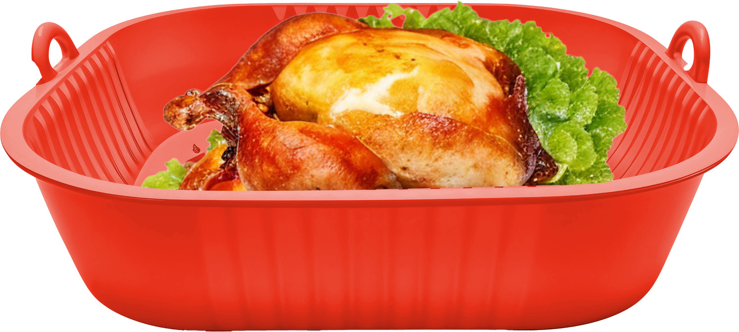 Image of Bakeazy RA073 Square Silicone Air Fryer Liners for Microwave Oven OTG Baking Accessories Airfryer Tray