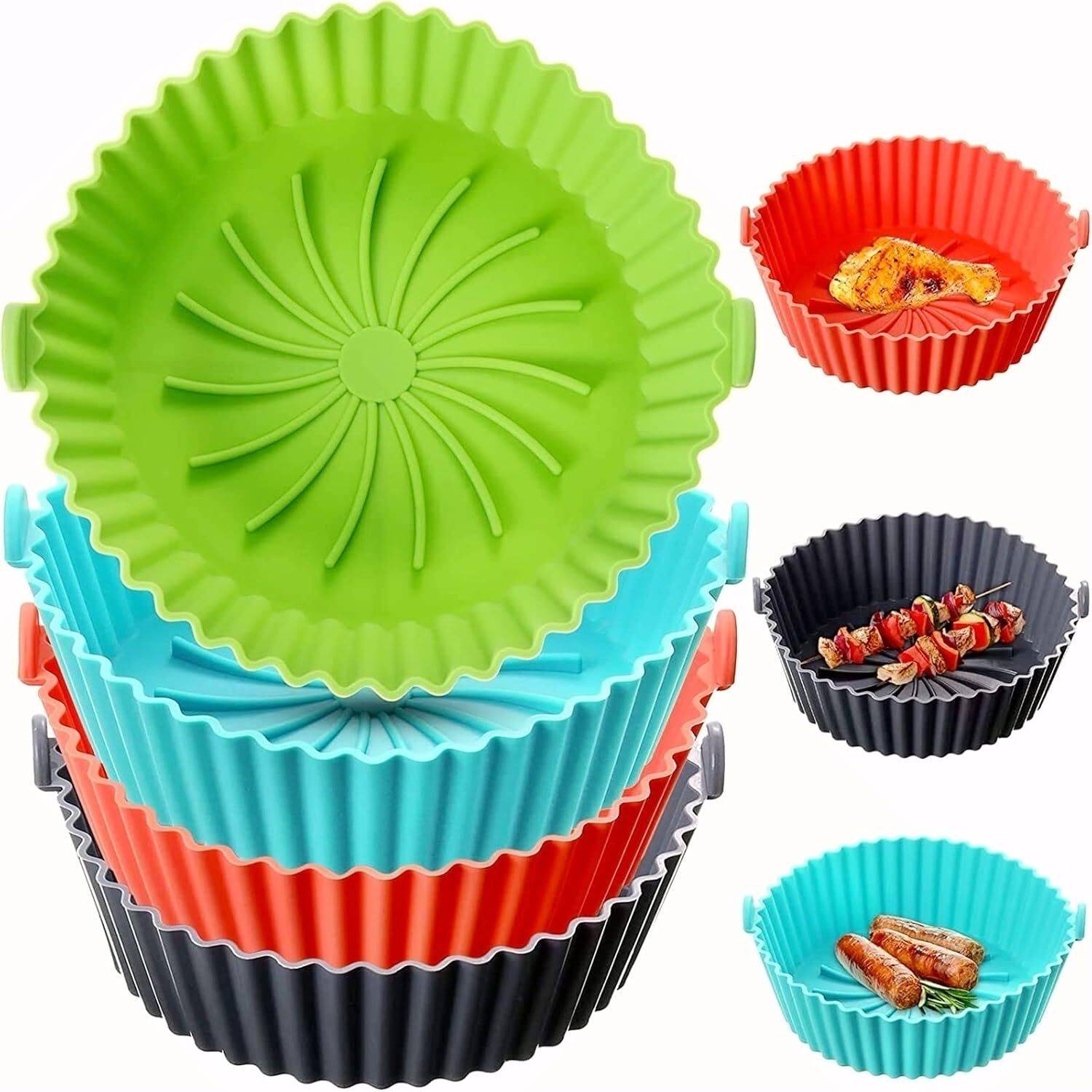 Vepvopz Round Air Fryer Silicone Tray 8 Inch (Multicolor) Airfrye