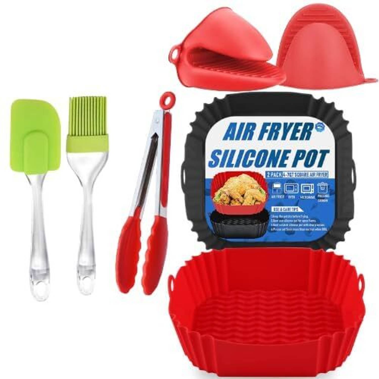 ITUSHA Silicone Air Fryer Liner WITH Oven Mitts, Basting Brush Ai