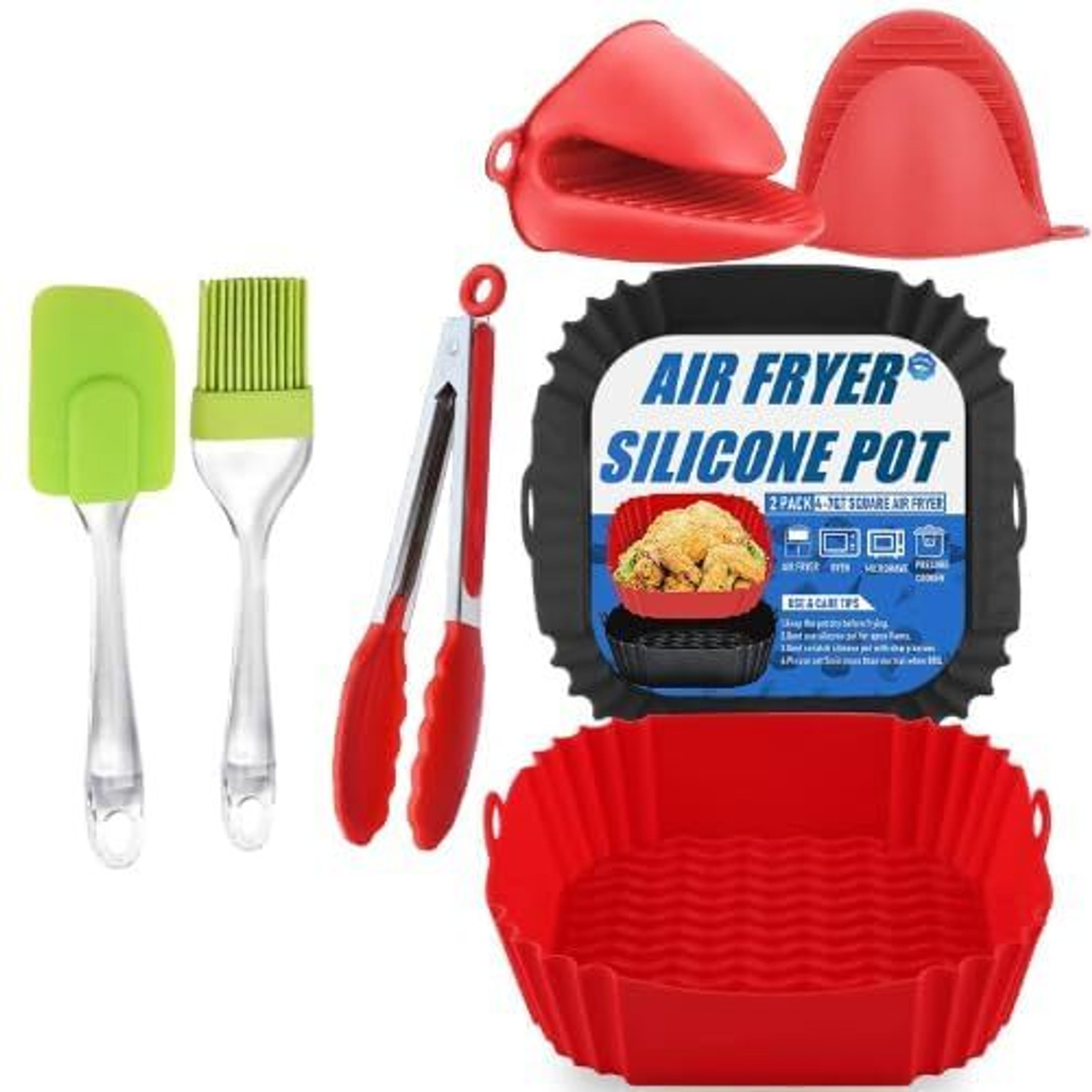 Image of VALTUJA Square Air Fryer Package - 6 Pack Air Fryer Liners Airfryer Tray