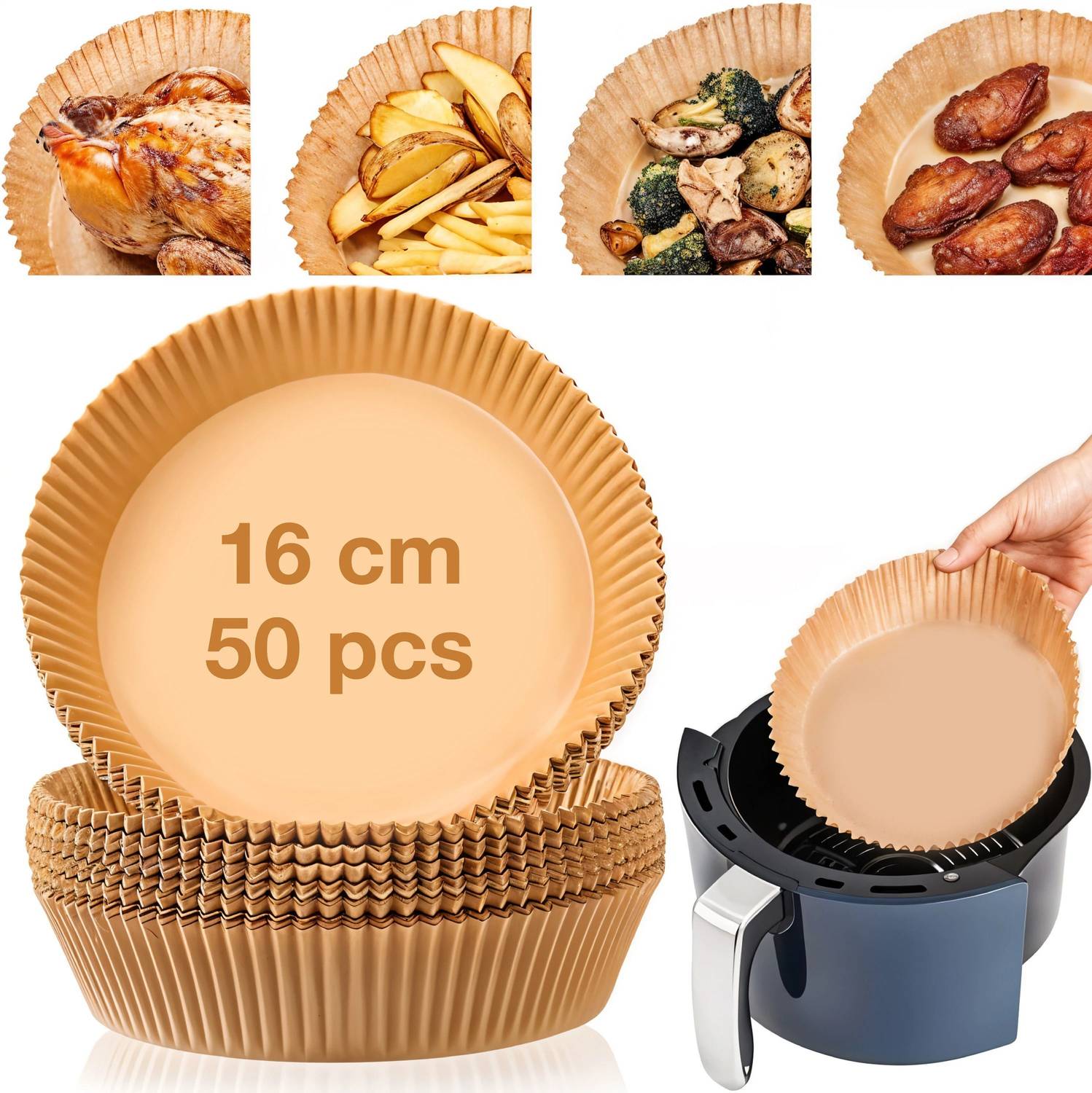 Bakeazy 16CM Round Disposable Air Fryer Paper Liner Non stick Ove