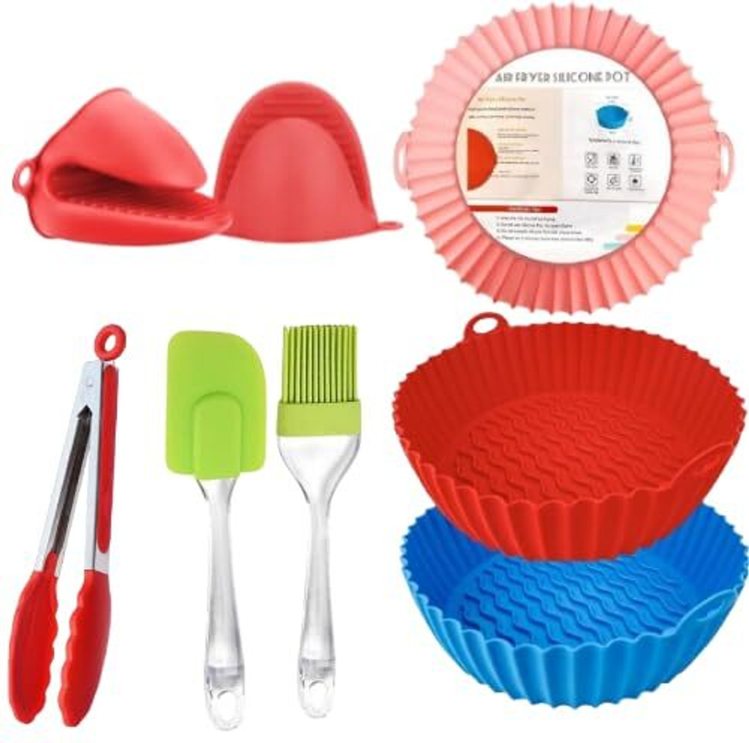 Image of jaswanthstor Round Air Fryer Package - 7 Pack Air Fryer Liners & Accessories Tray