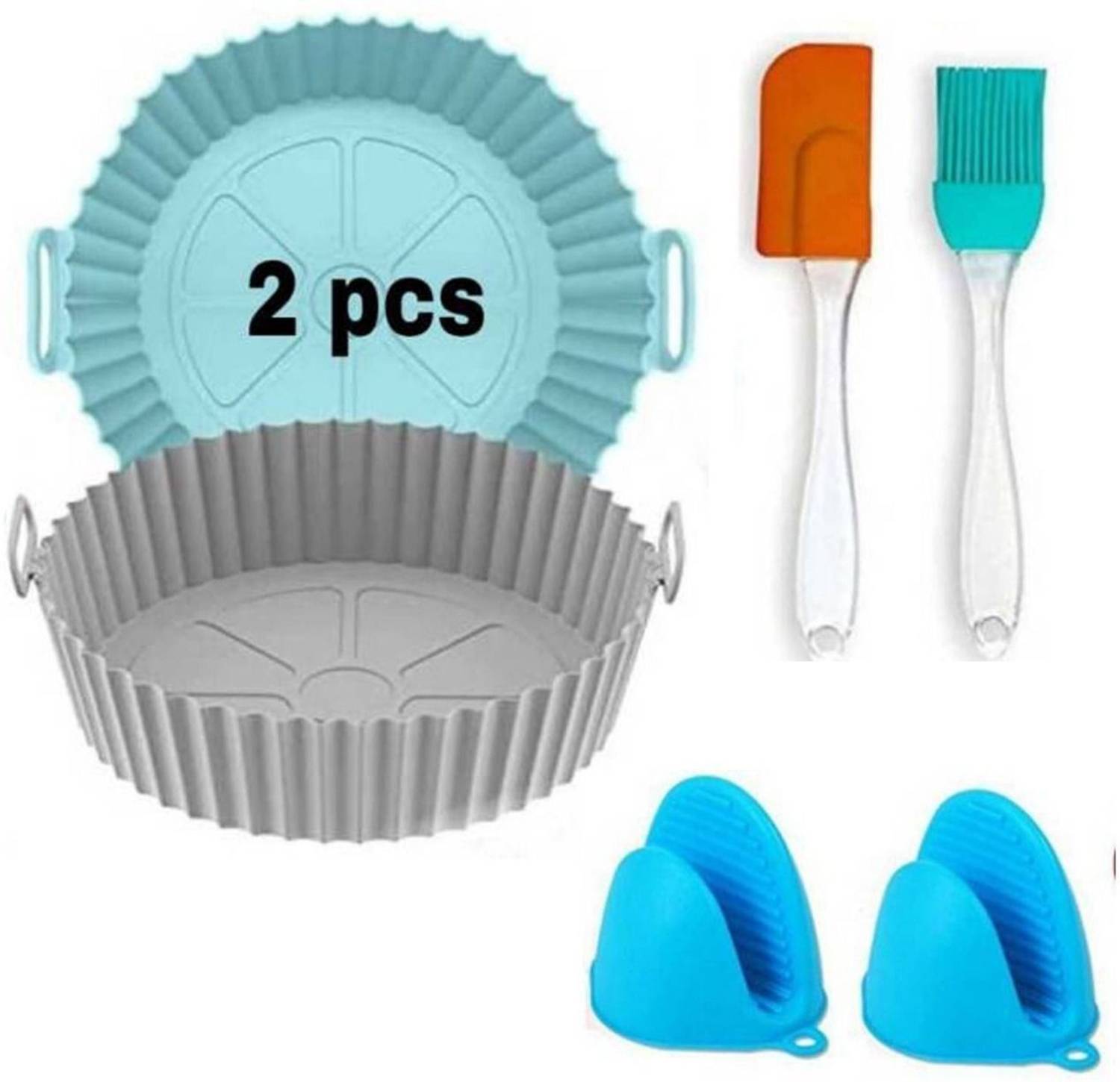 ZORIADA PACK OF 4 IN 1 ( 2 PCS AIR FRYER TRY, 1 SET OIL BRUSH . 1