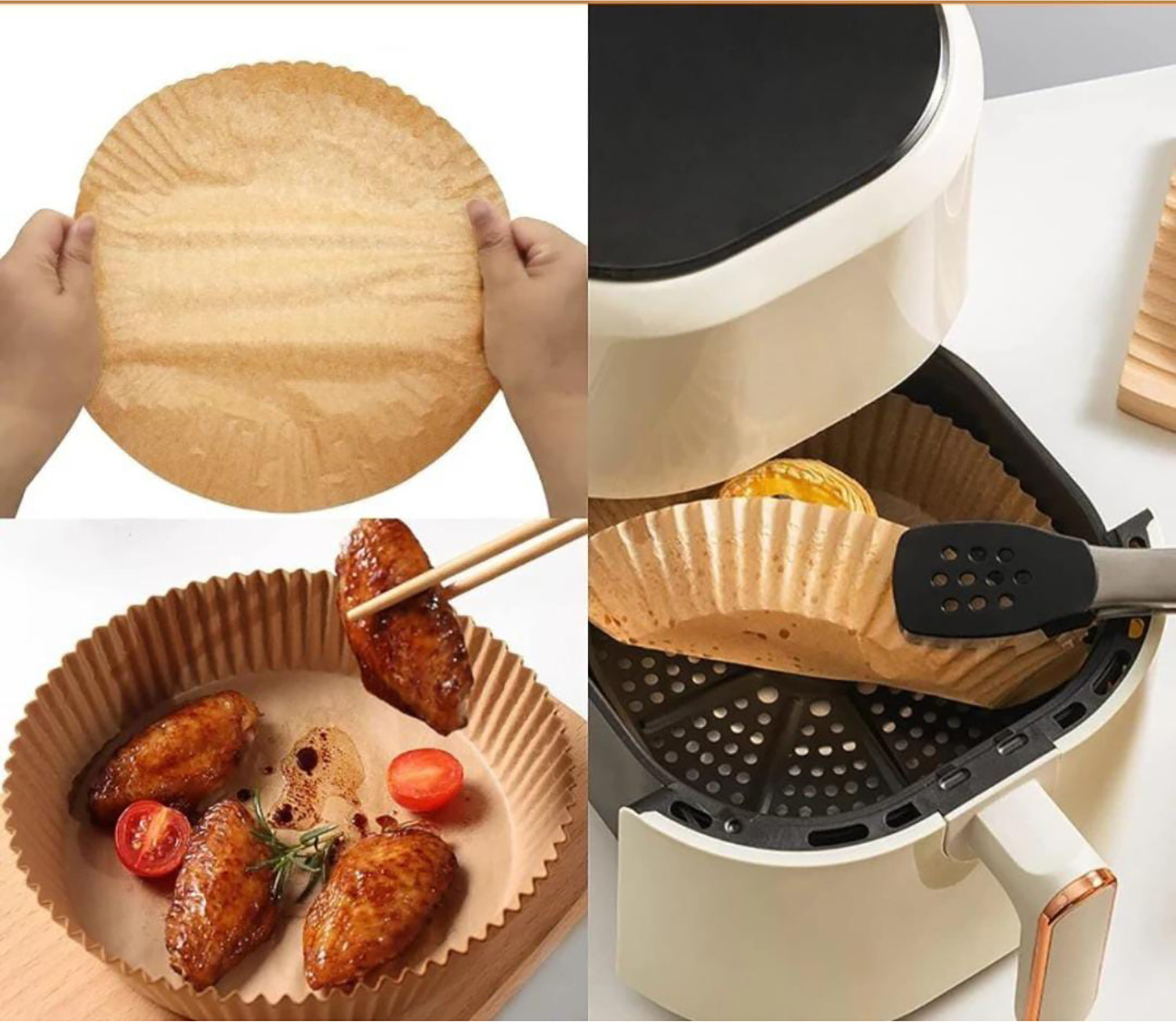 Image of Fasam Air Fryer Paper Non-Stick Parcment Plate for Baking Microwave Frying 50 pc Airfryer Tray