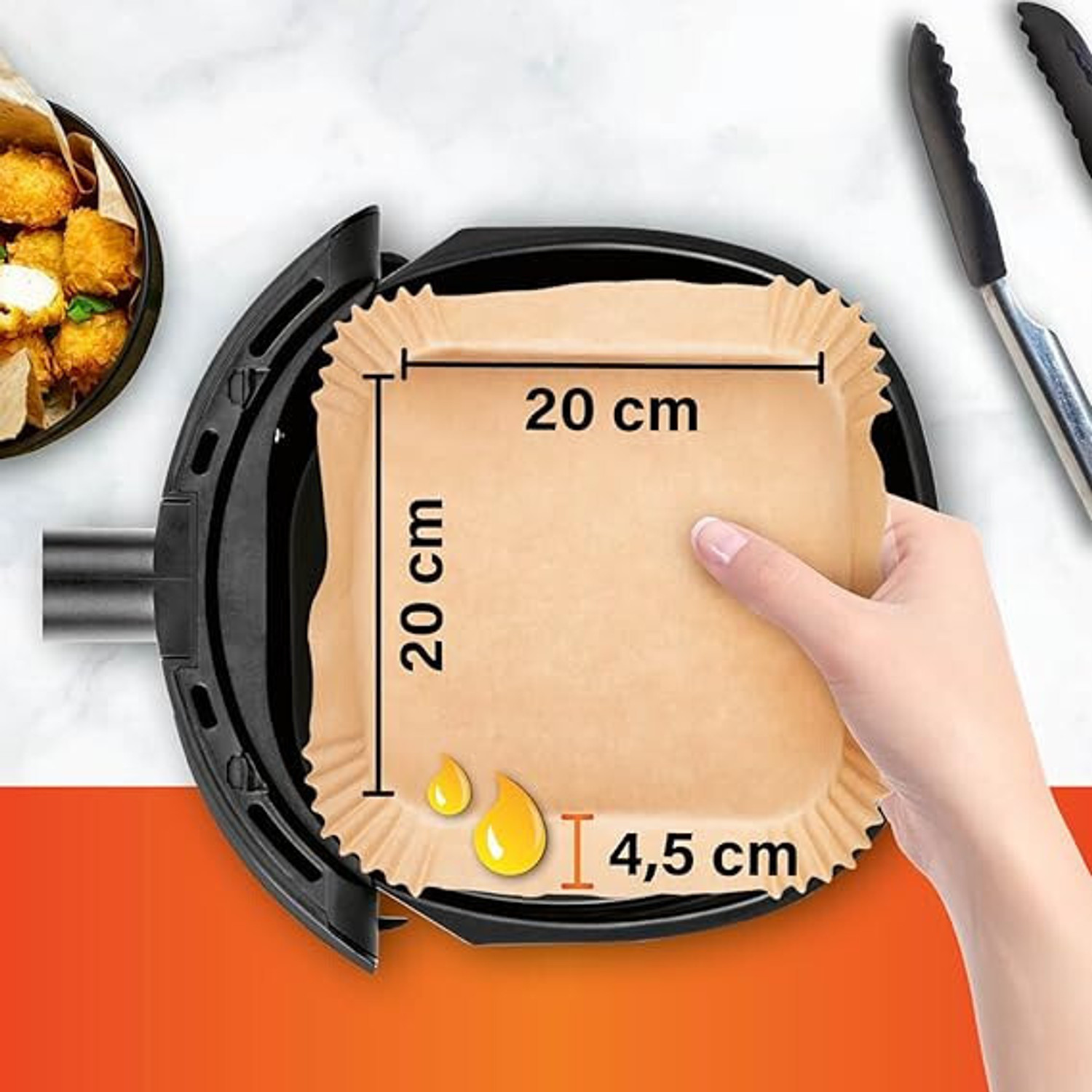 Image of TRODANCE 92 pcs 20cm Air Fryer Paper Sheets Airfryer Tray