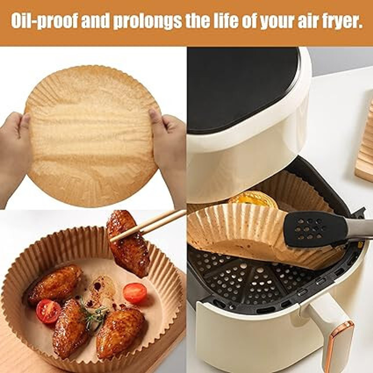 Image of TRODANCE 90pcs 16cm Air Fryer Paper Sheets Airfryer Tray