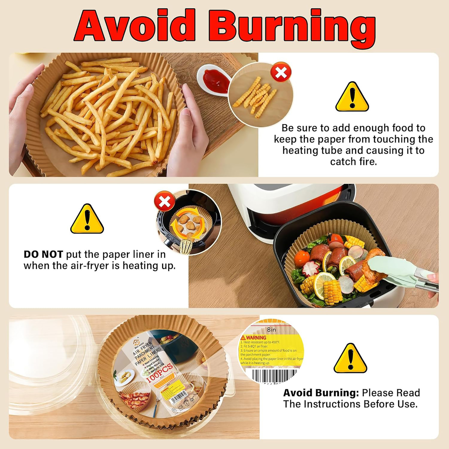 Image of Fasam Air Fryer Paper Non-Stick Parcment Plate for Baking Microwave Frying 50 pc Airfryer Tray