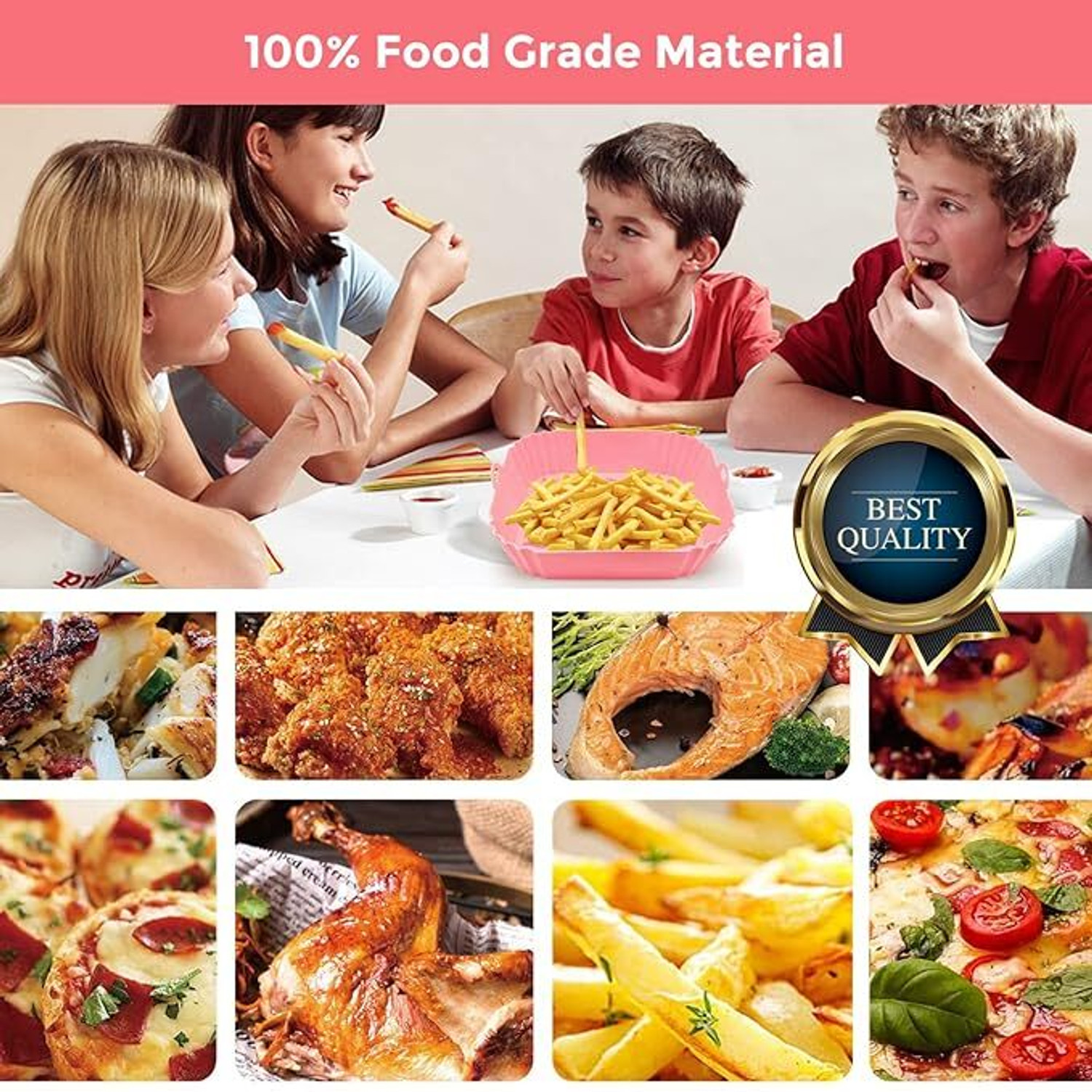 Image of Kaito Pack Of 2 Square Silicone Tray - Oven, Microwave, and Fryer Safe Airfryer Tray