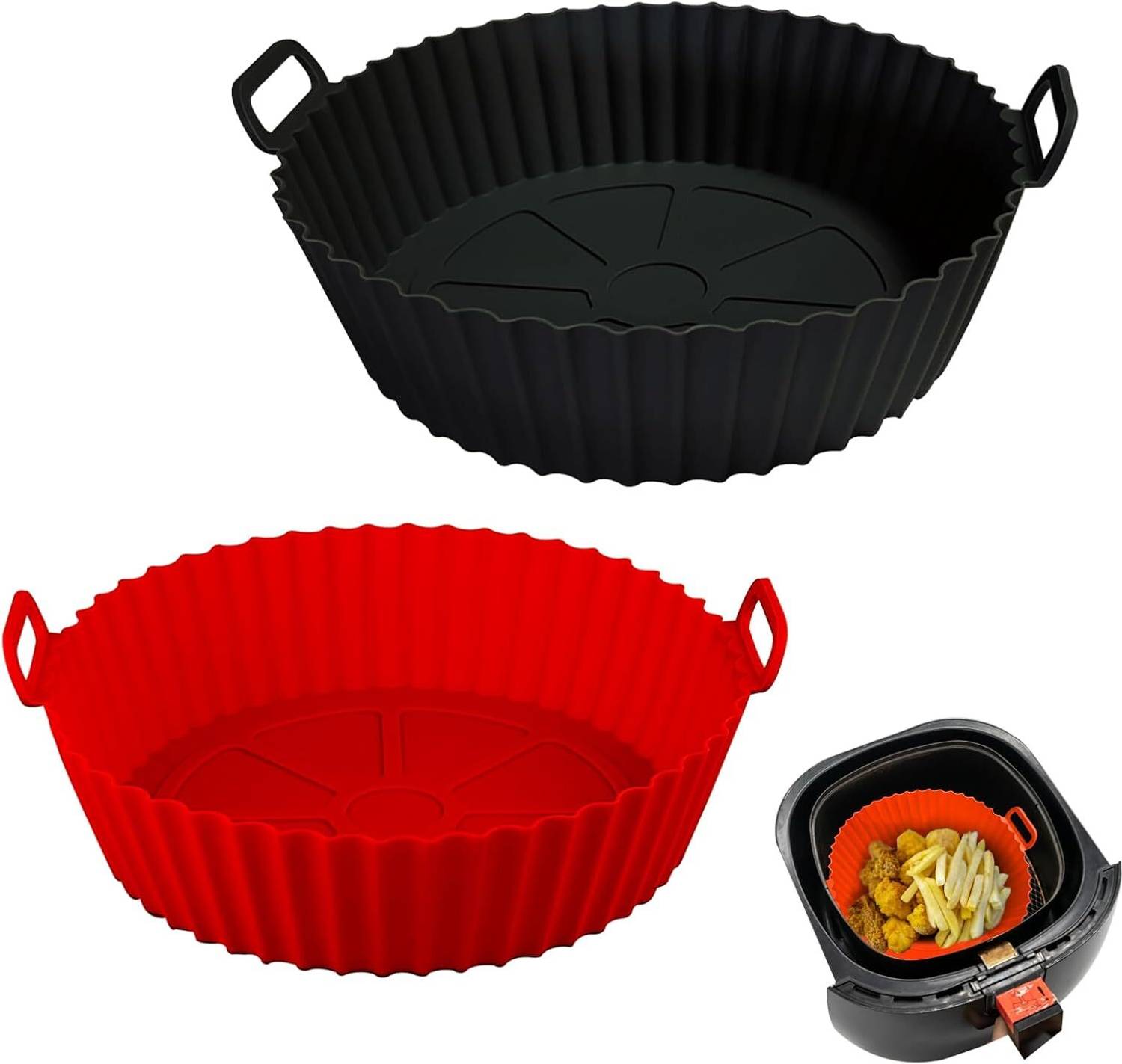 ALICIA Air Fryer Tray I Round Silicone Basket Baking Tray I Reusable Airfryer Tray