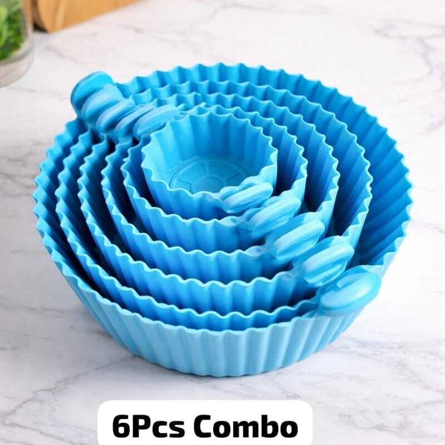 Image of ZUSTPACK 6 Pieces Silicone Liners Round Food Safe Non Stick Air Fryer Basket Airfryer Tray