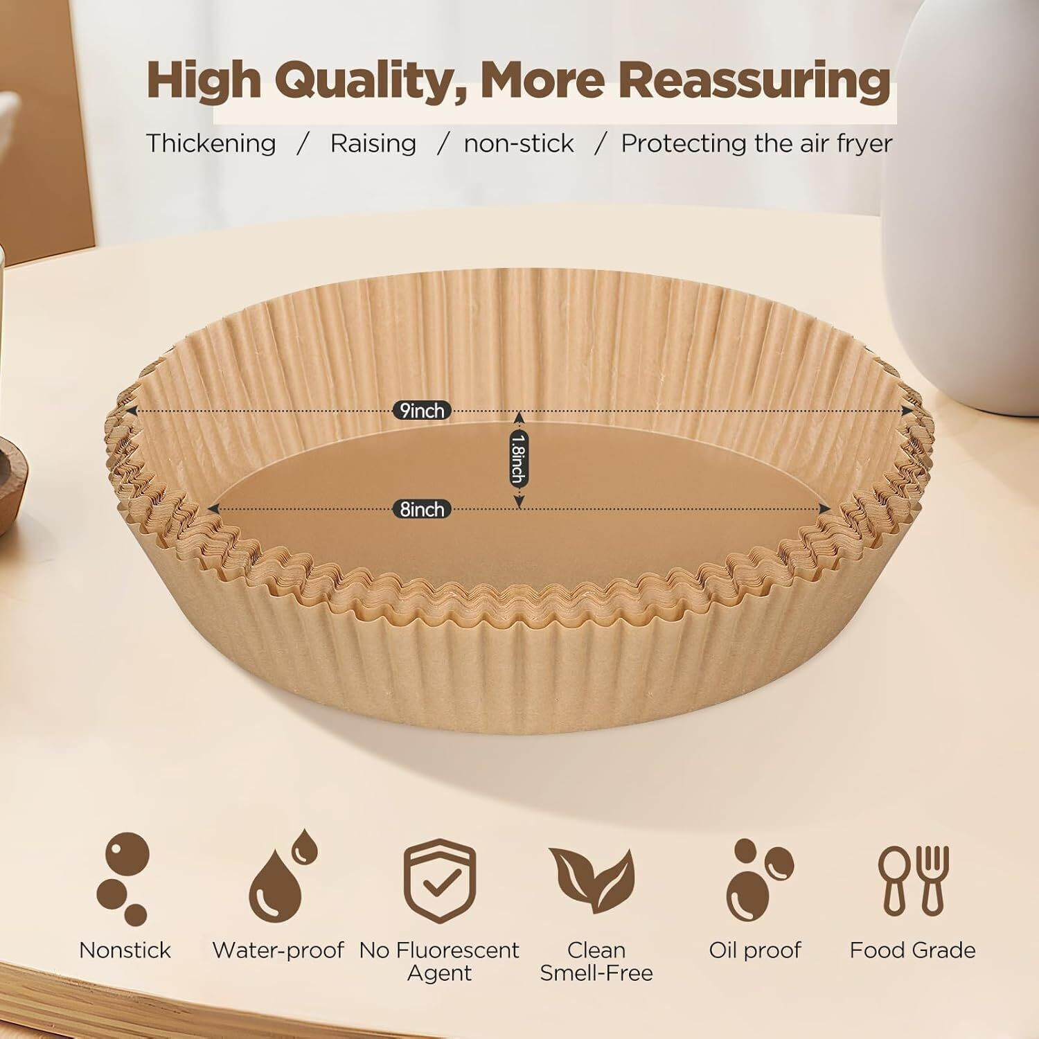Image of Ipsit 100PCS Fryer-Paper Disposable Paper, Baking Paper & Oil-proof with Oil Brush Airfryer Tray