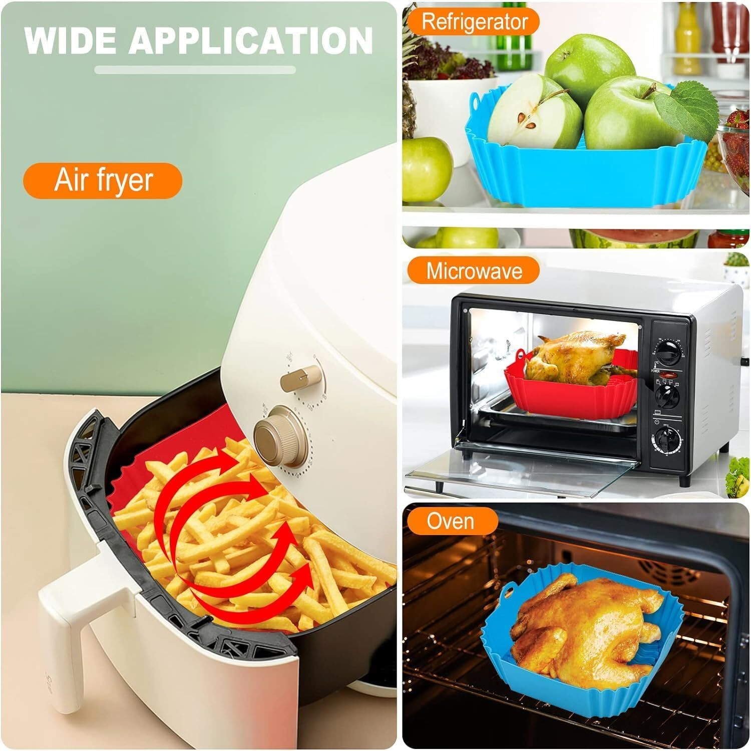 Image of VALTUJA Square Air Fryer Package - 6 Pack Air Fryer Liners Airfryer Tray