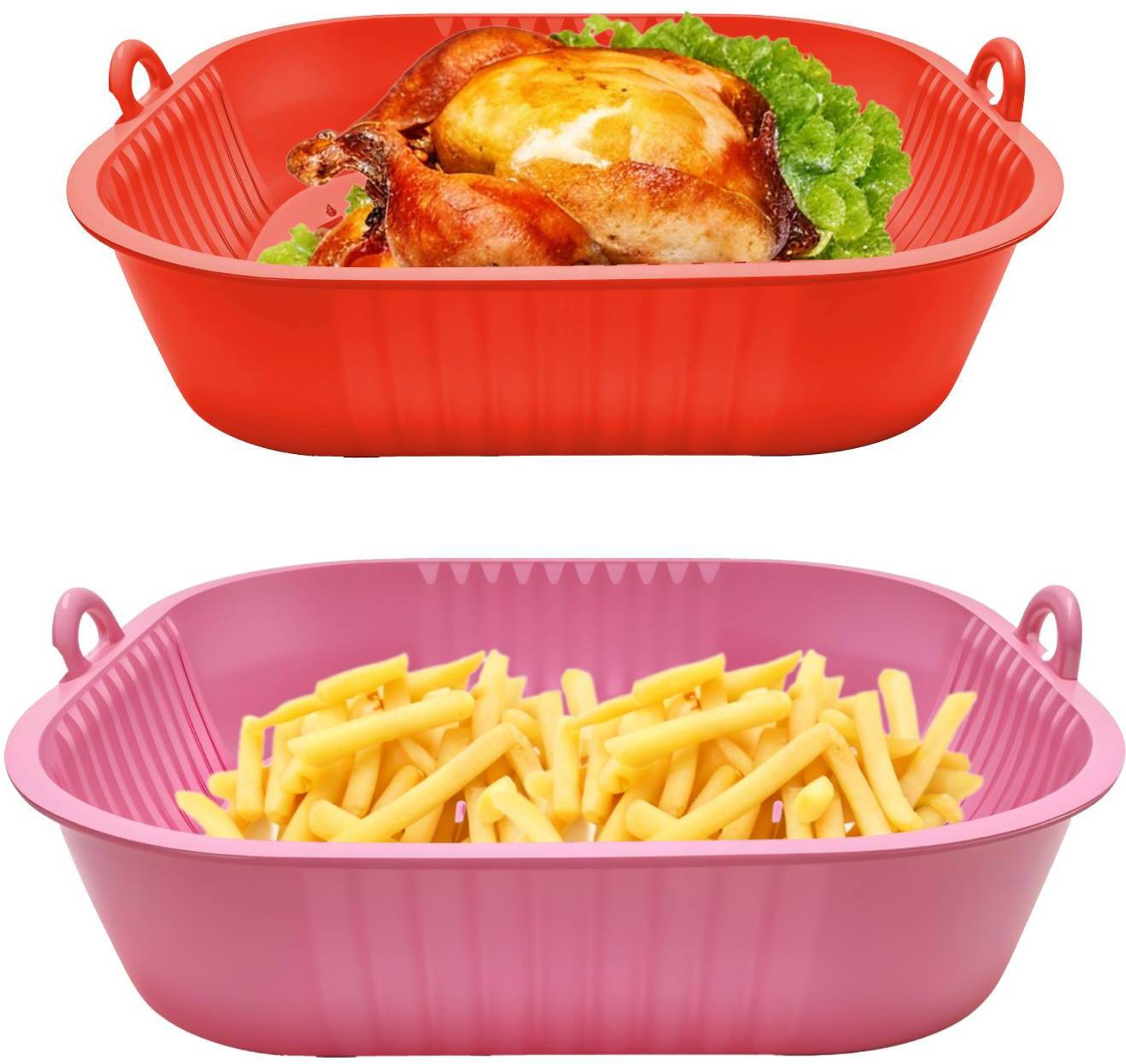 Image of Bakeazy RA073 Square Silicone Air Fryer Liners for Microwave Oven OTG Baking Accessories Airfryer Tray