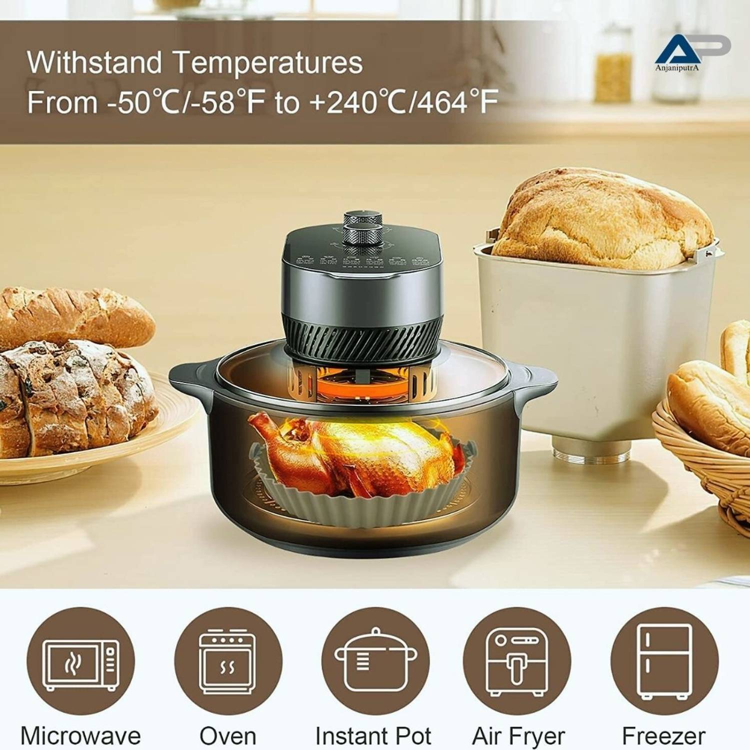 AnjaniputrA Air Fryer Liner - Nonstick Washable Silicone Air Frye